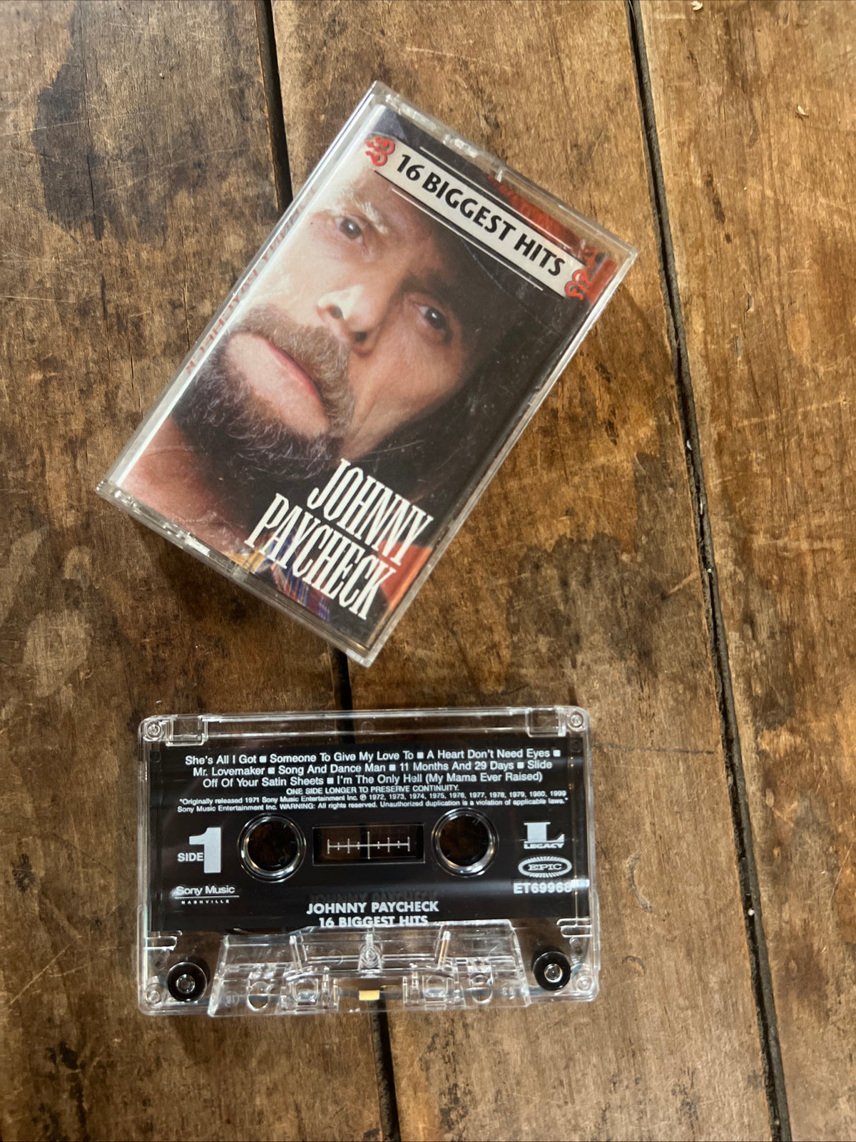 Johnny Paycheck 16 Biggest Hits - 1999 Epic Records - Cassette Tape Album