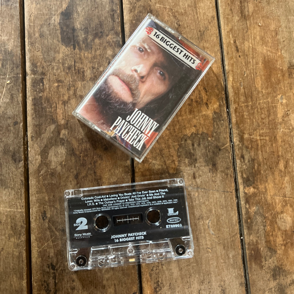Johnny Paycheck 16 Biggest Hits - 1999 Epic Records - Cassette Tape Album
