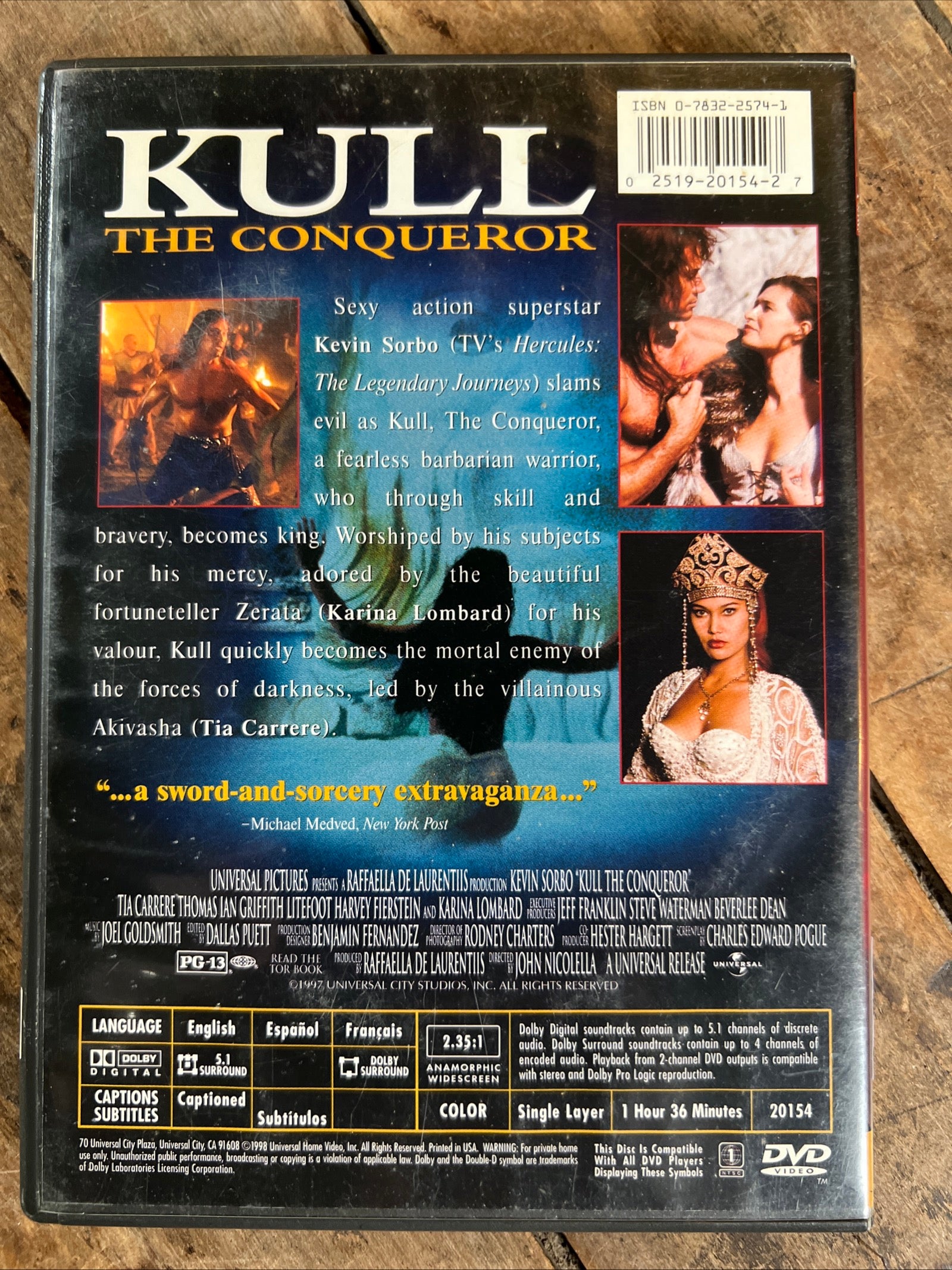 KULL The Conqueror ( DVD 1997 ) Action / Adventure - Starring Kevin Sorbo & Tia Carrere