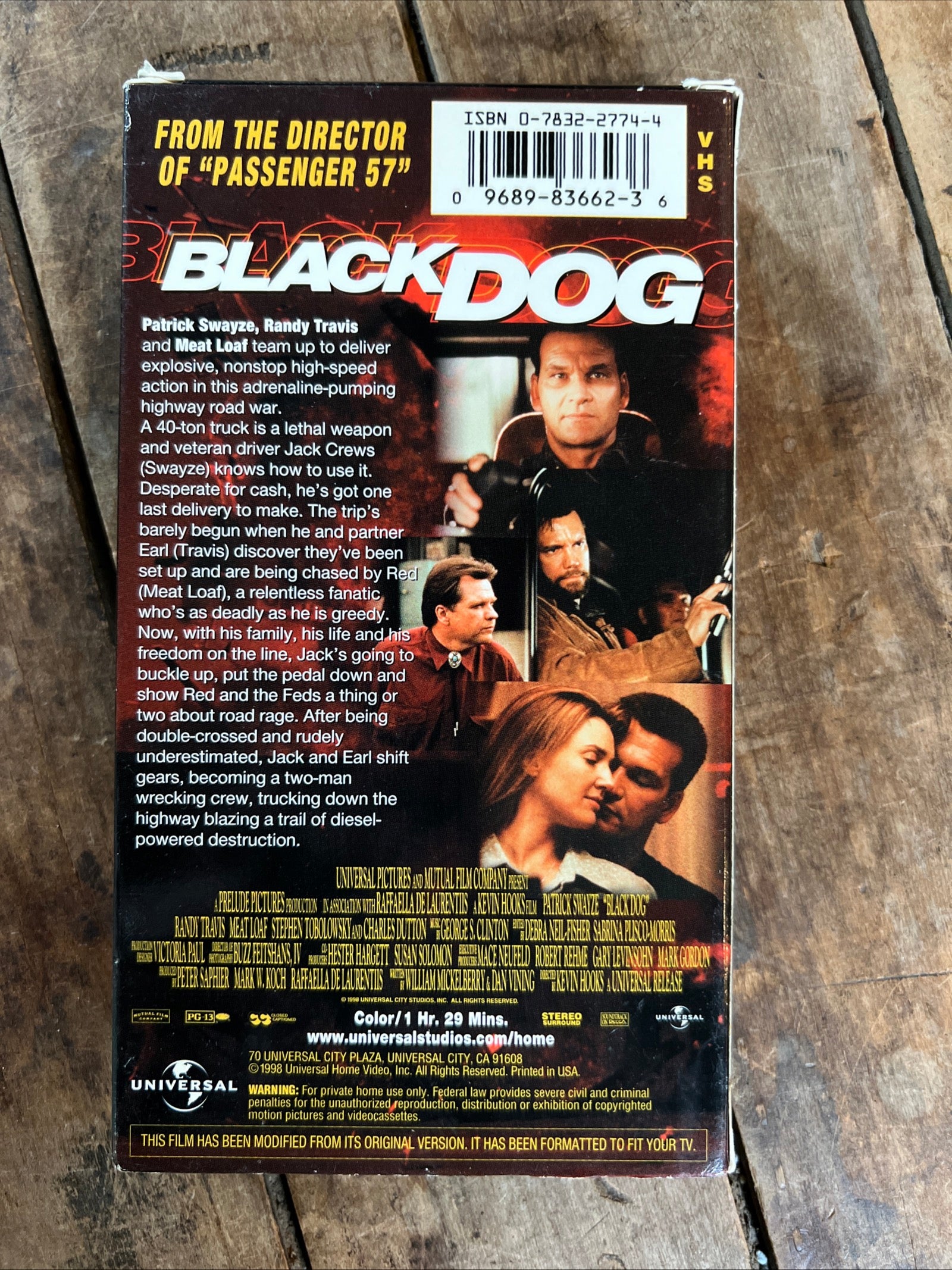 Black Dog ( VHS 1998 ) Action / Thriller [PG -13] Starring Patrick Swayze