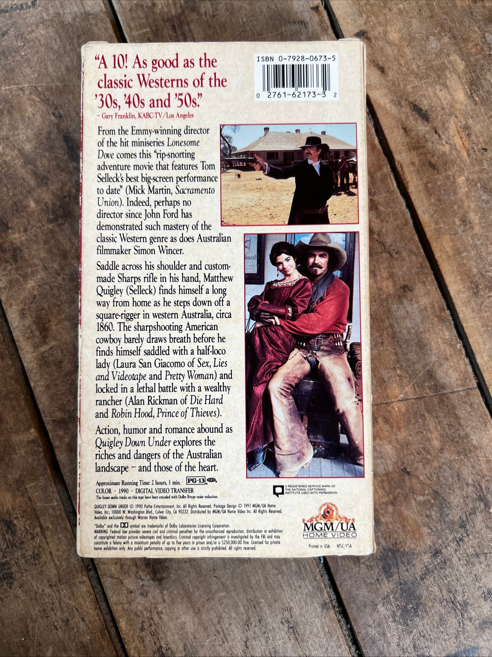 Quigley Down Under ( VHS 1990) Western / Adventure [PG-13] Starring Tom Selleck