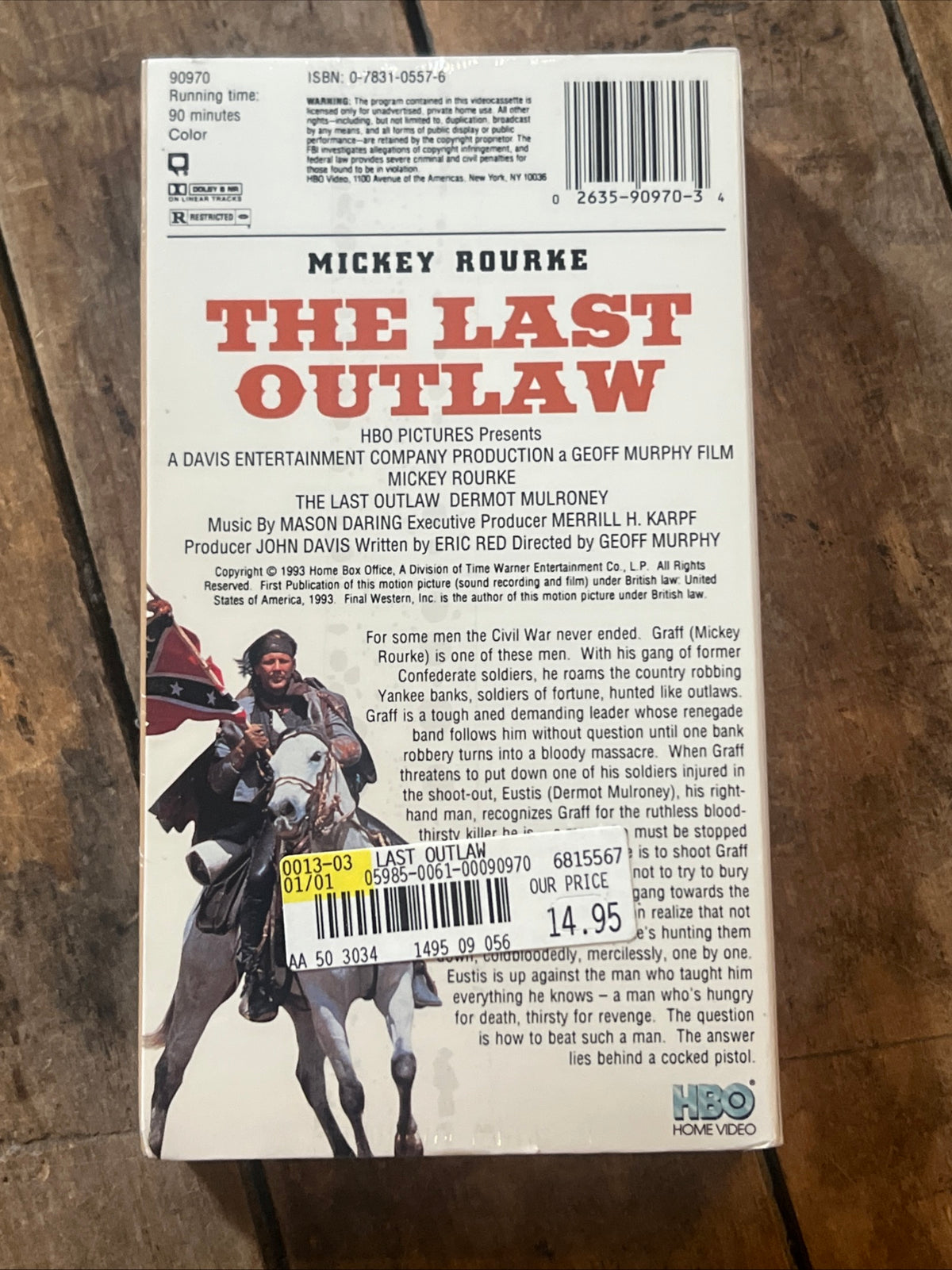 The Last Outlaw ( VHS 1993 ) Western / Action [R] Mickey Rourke - NOS