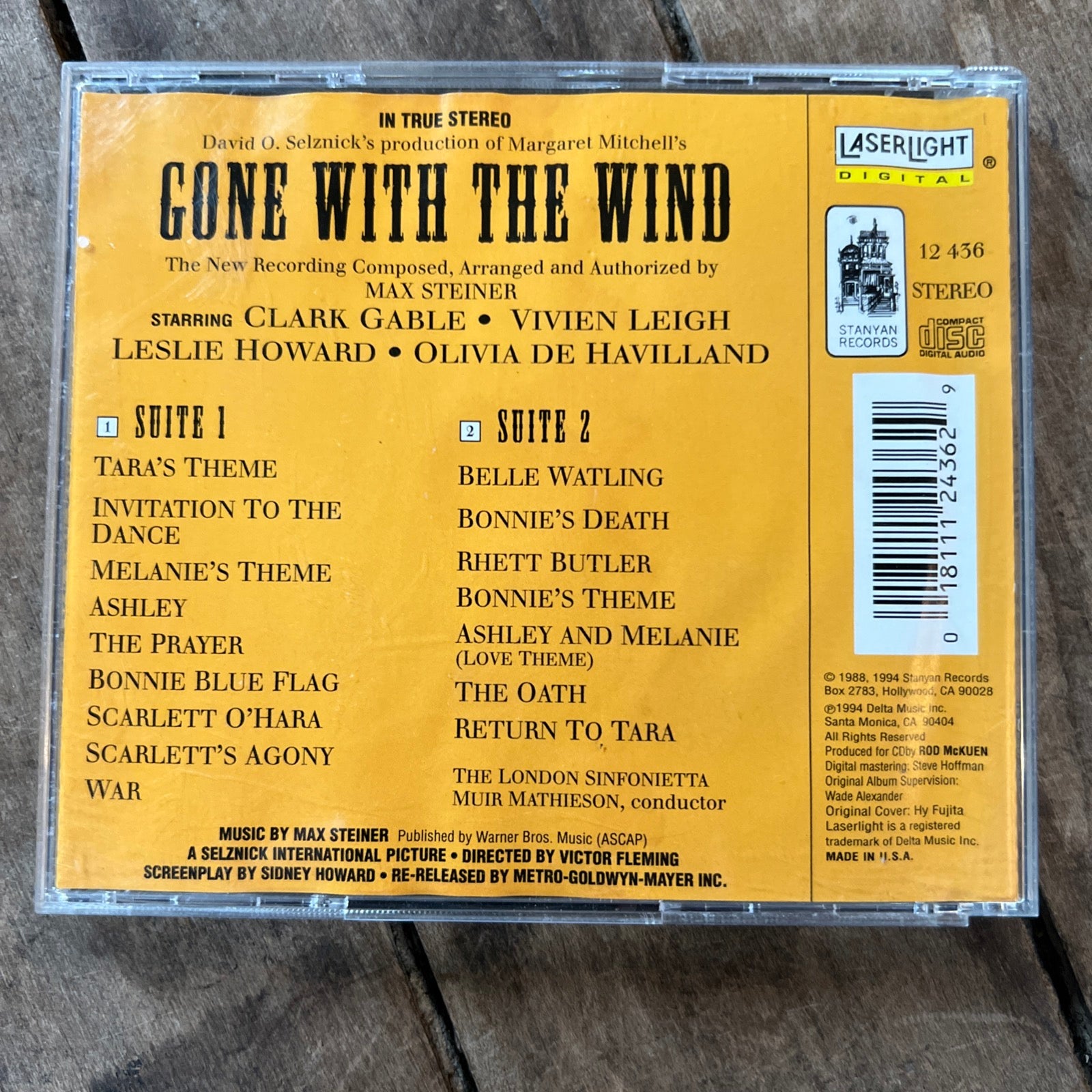Gone With The Wind - Max Steiner - 1994 Laser Light Digital Records - CD Album