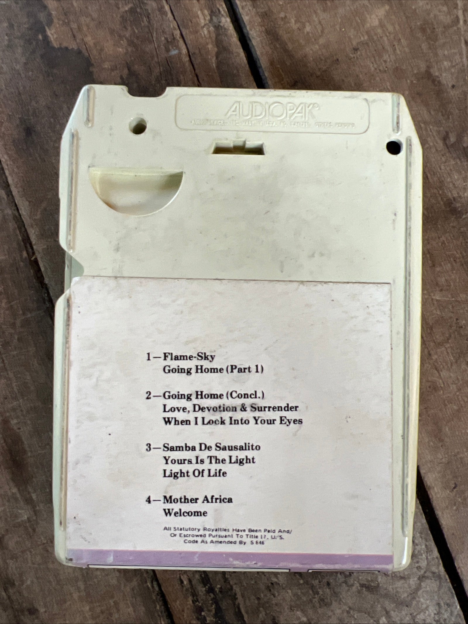 Santana - Welcome - 1973 Columbia Records - 8 Track Cartridge Album Action Rock