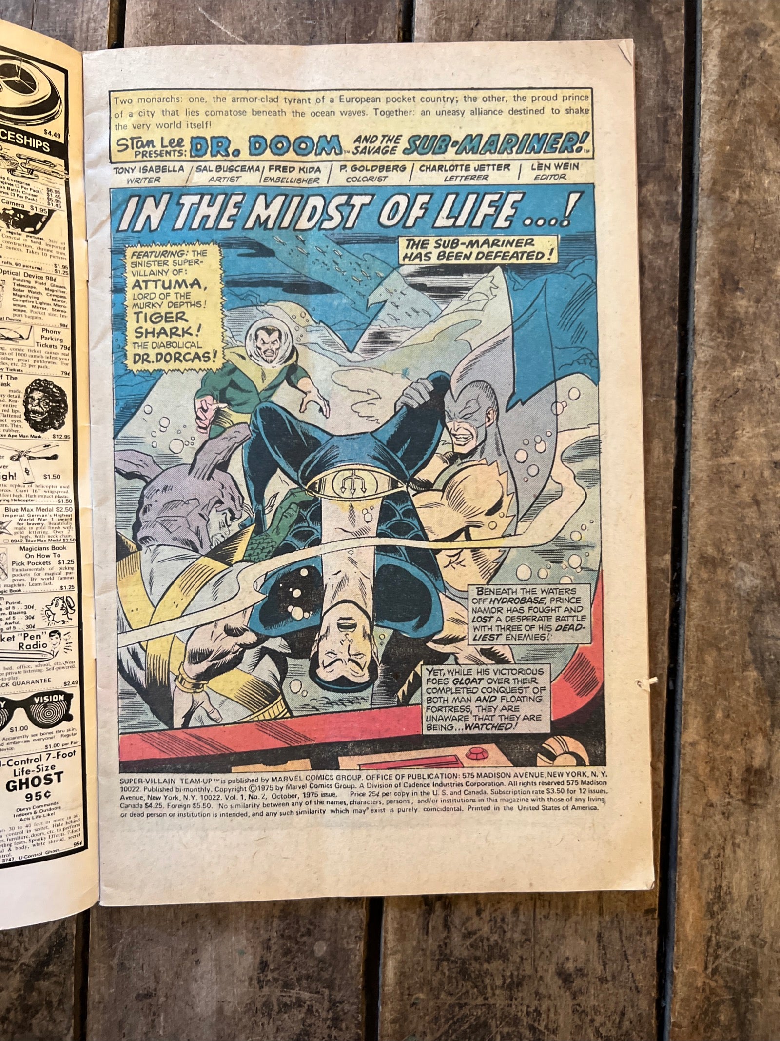 Super-Villain Team-Up #2 (1975) Marvel Comics Group - Dr Doom & Sub-Mariner!