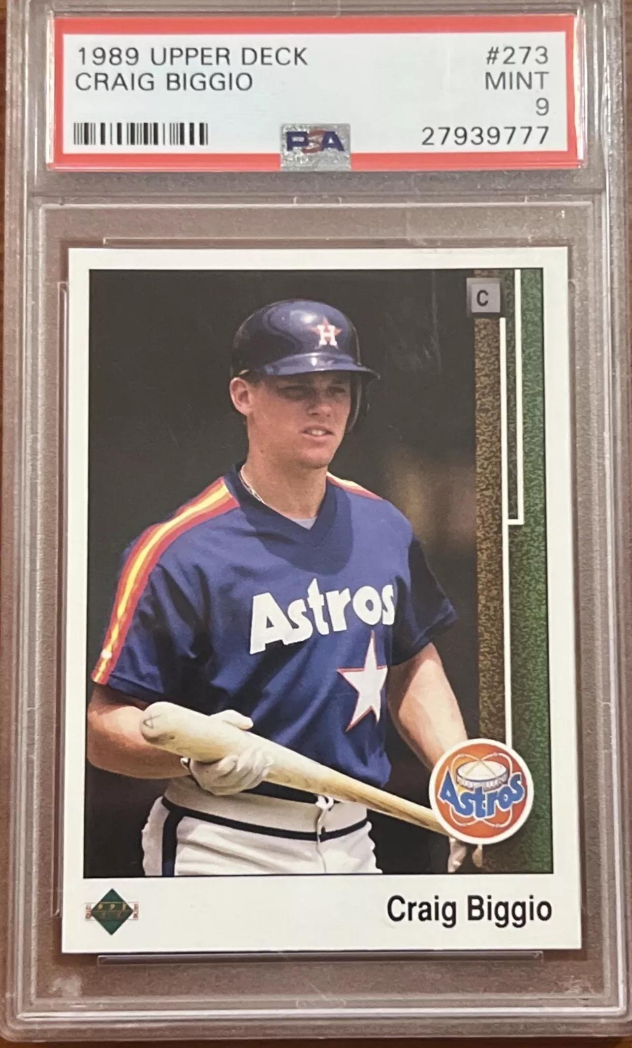 1989 Upper Deck Craig Biggio Baseball Card - PSA 9 Mint Graded