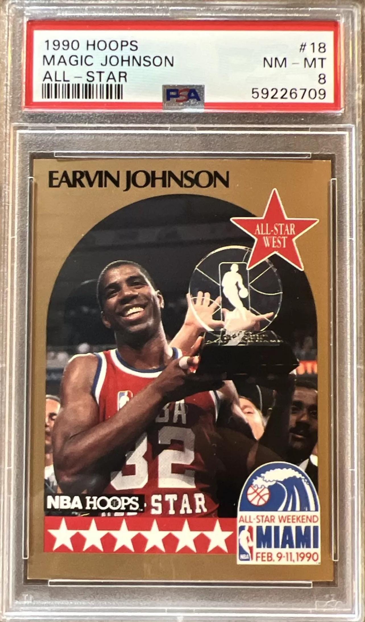 Magic Johnson 1990 All-Star Game Basketball Card - PSA 8