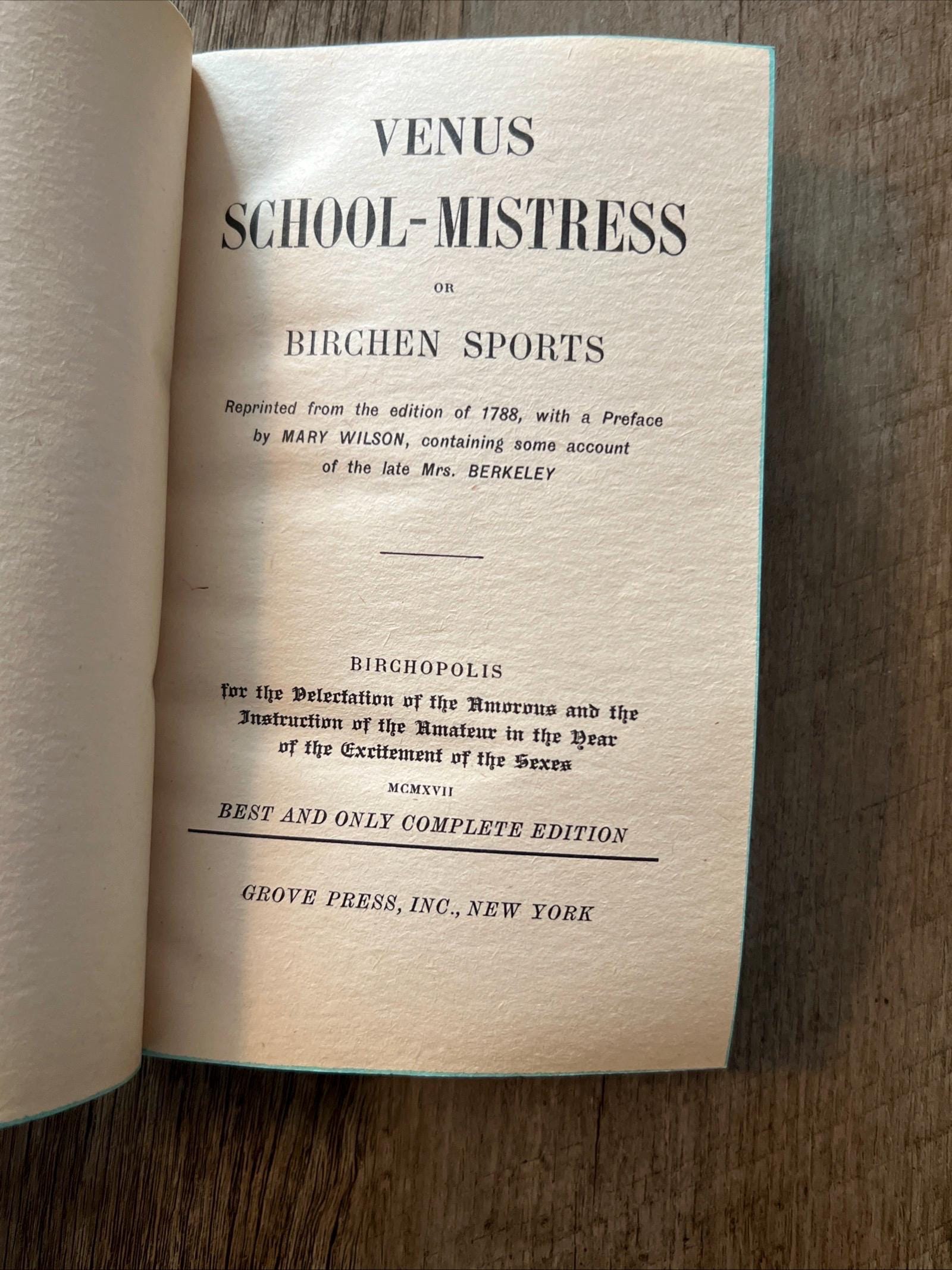 Venus School Mistress ( 1968 Grove Press Inc. Paperback ) Vintage Novel