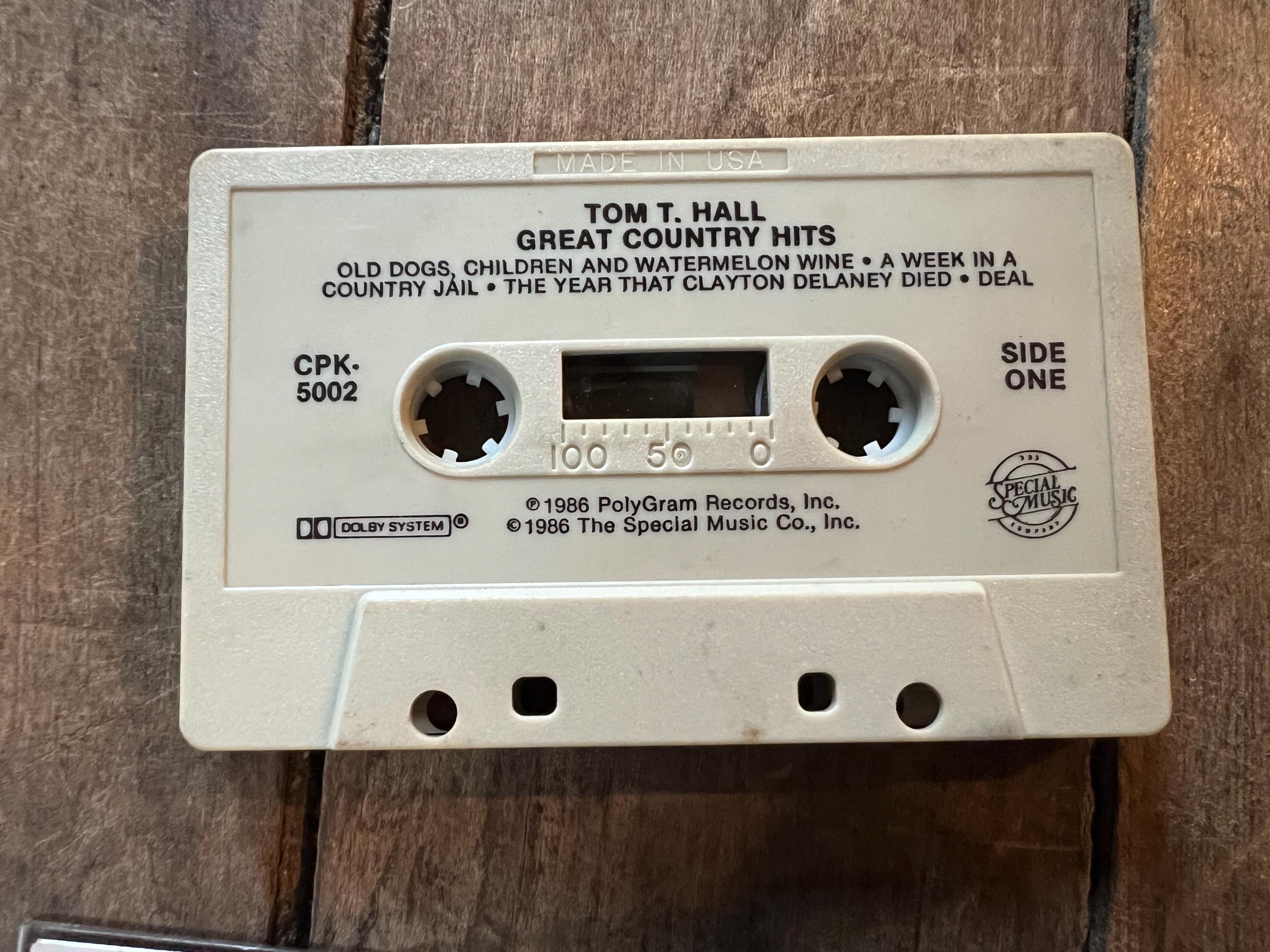1986 Tom T. Hall Great Country Hits -  Original Cassette Tape - The Special Music Company Records - Country Music Cassette Tape