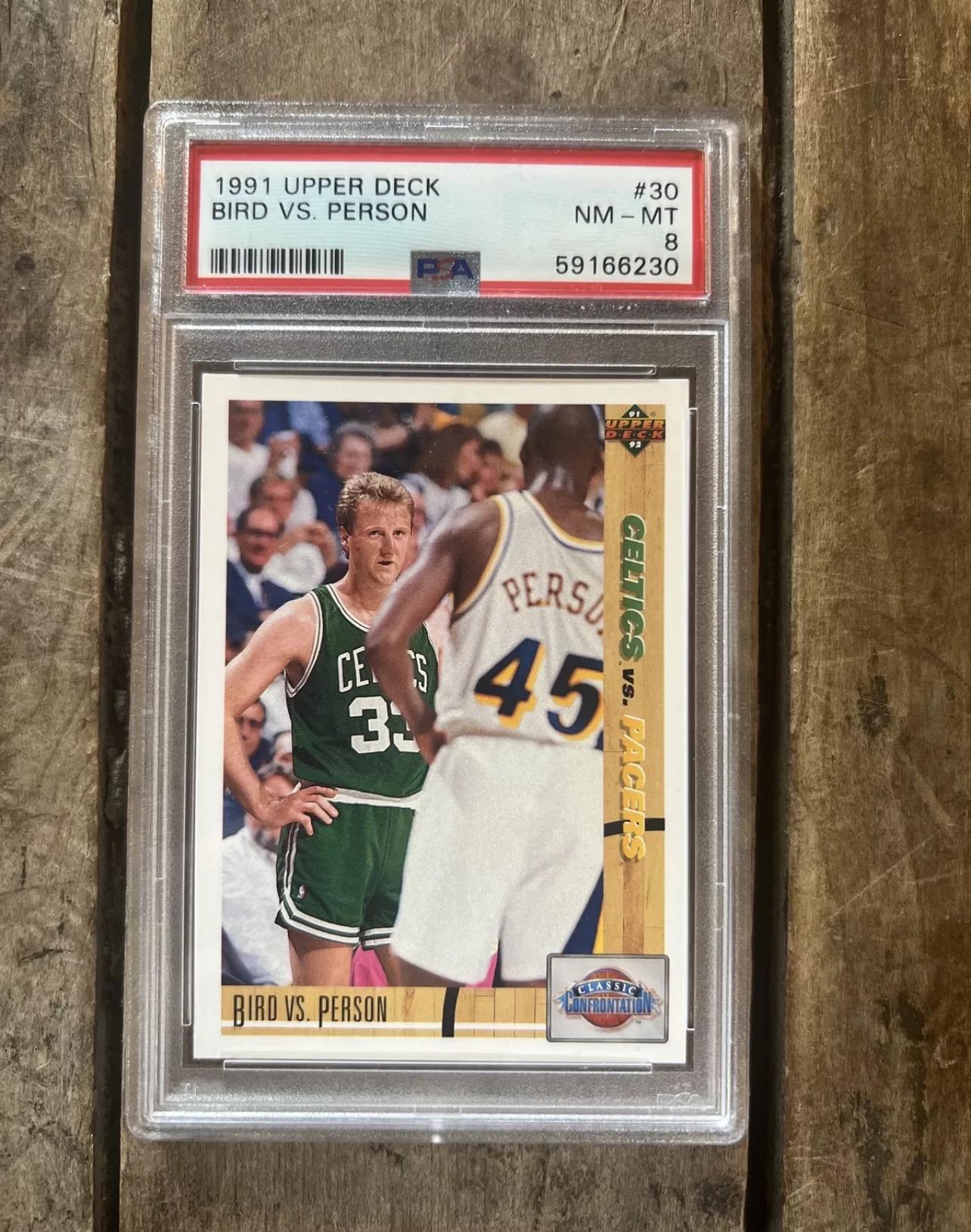 1991 Upper Deck Larry Bird vs Chuck Person Basketball Card - PSA 8