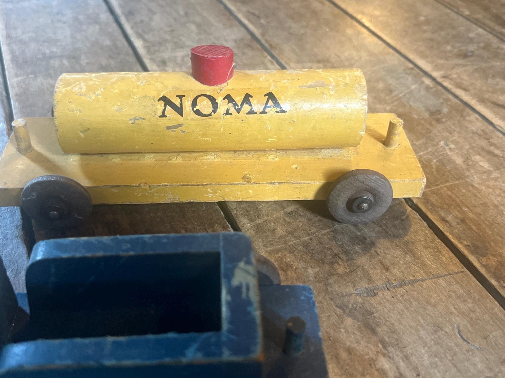 Vintage 1940s NOMA Woodies Wooden Train Set: WWII Era Toy