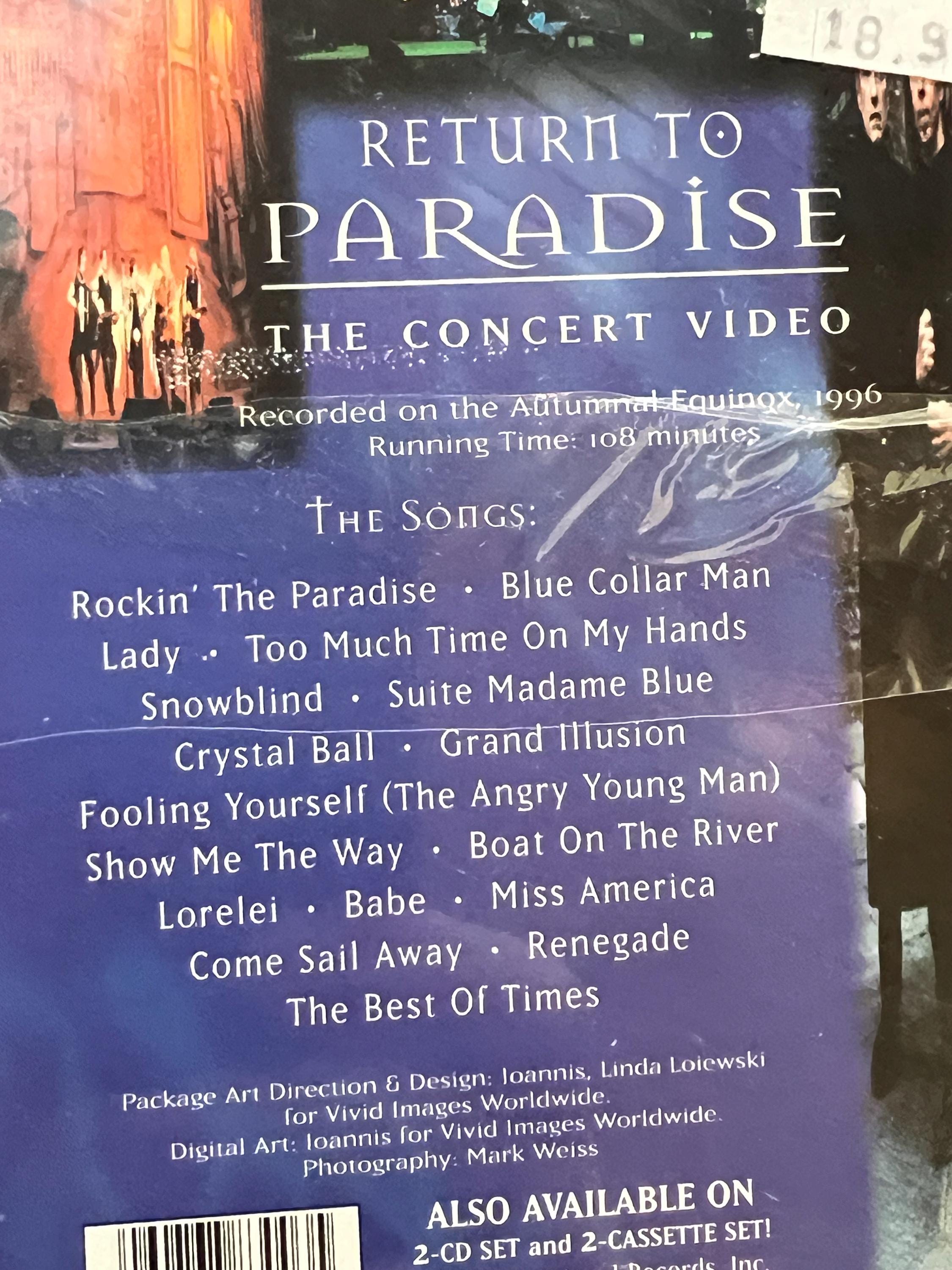 STYX “Return To Paradise” The Concert Video ( 1997 VHS Movie) NOS New Sealed Movie