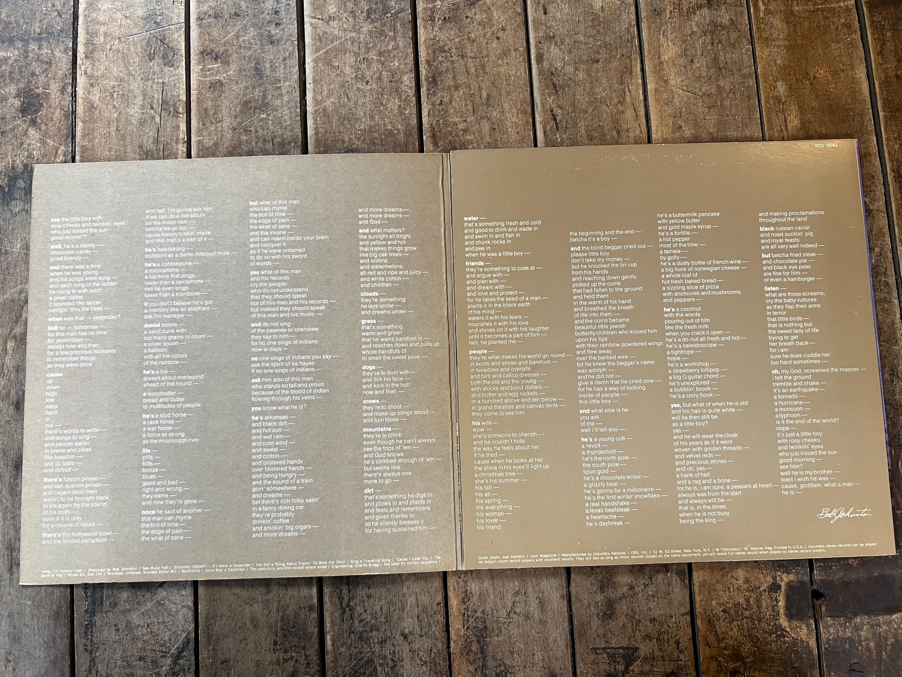 Johnny Cash “Hello, I’m Johnny Cash” - Retro Vinyl  - 1970 Original LP Record - Columbia Records - Country