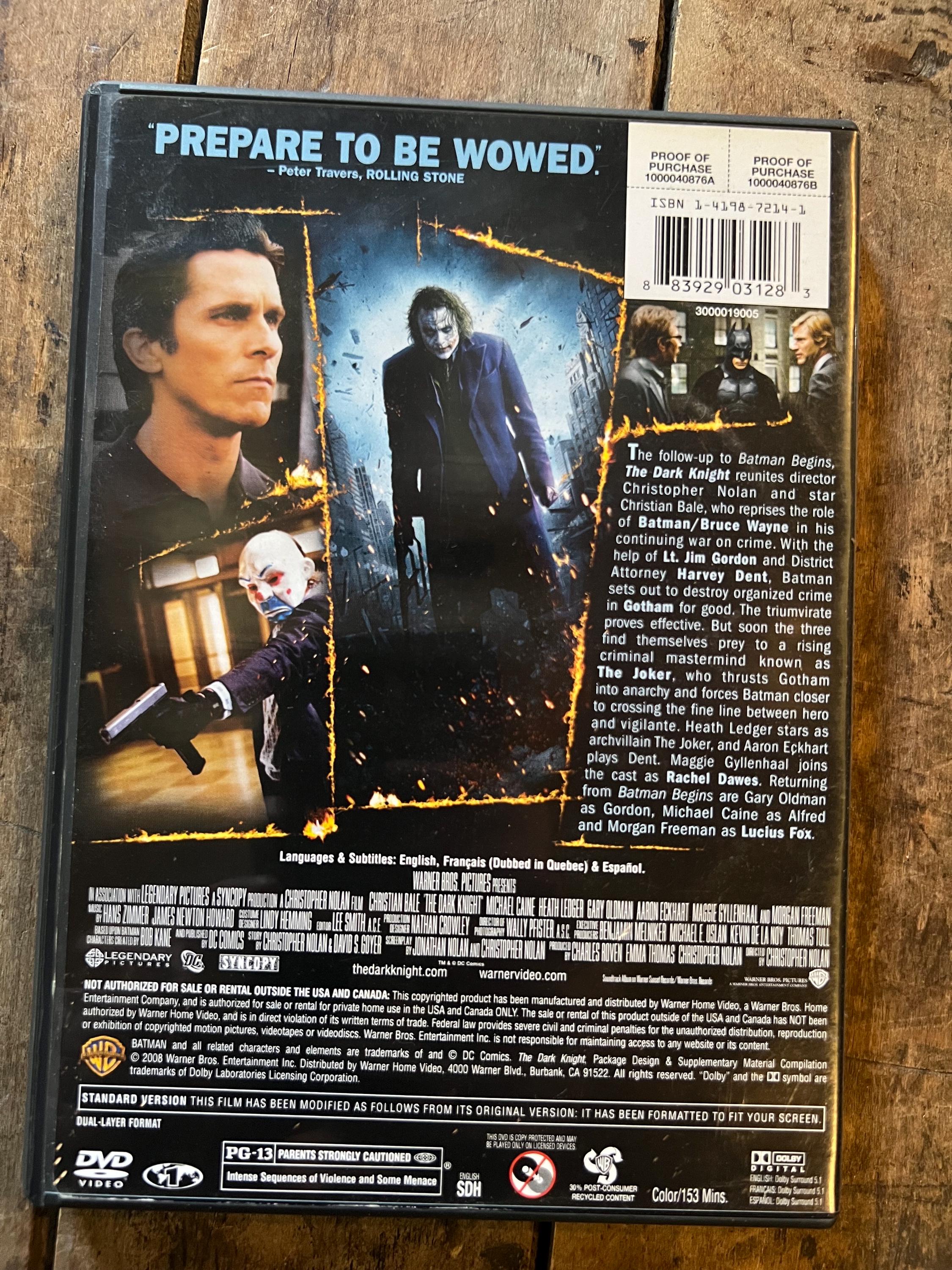 The Dark Knight  ( DVD )  Starring Christian Bale & Heath Ledger