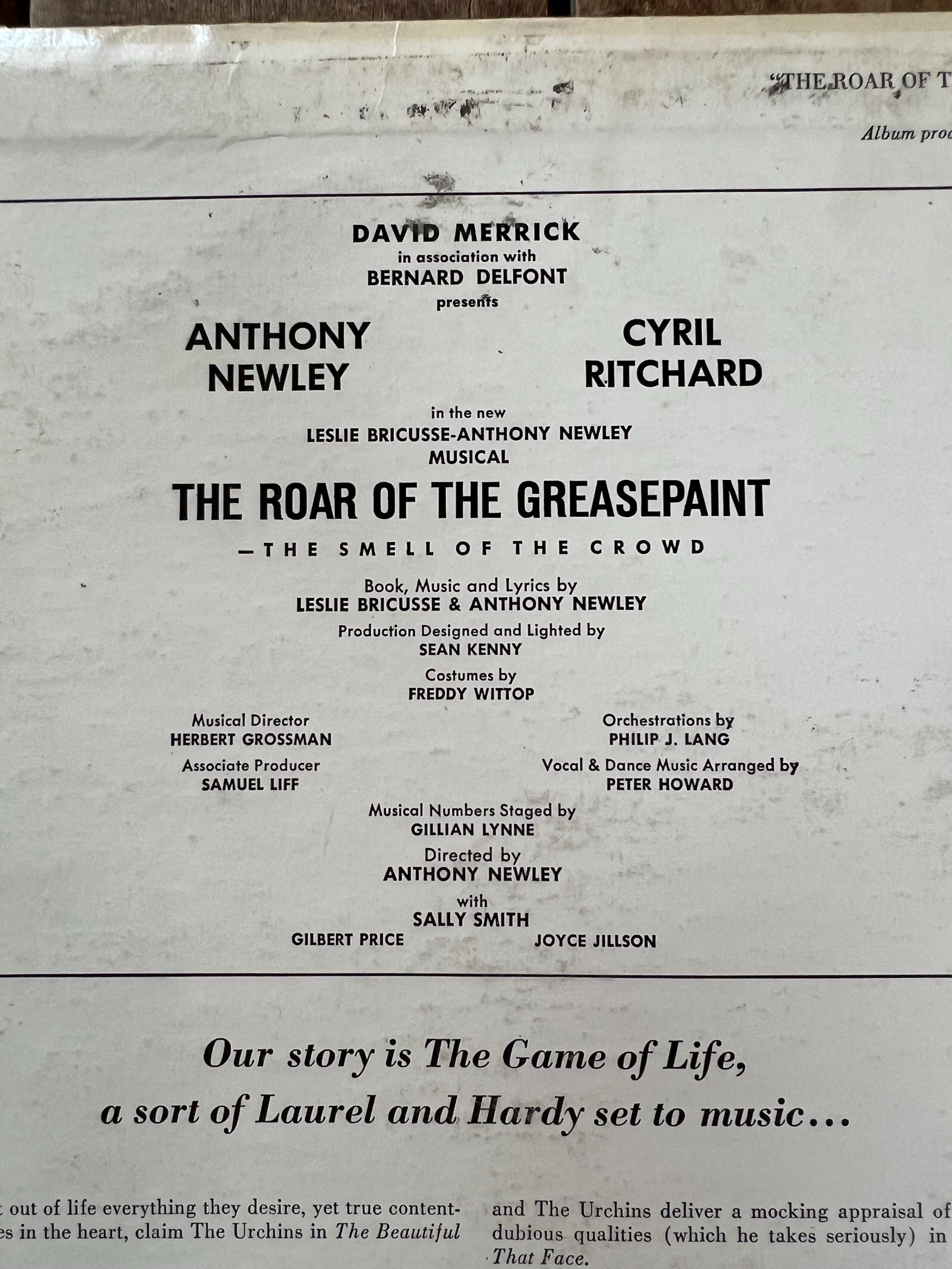 Laurel & Hardy LP Record: The Roar of the Greaspaint (1965 RCA Victor Original)