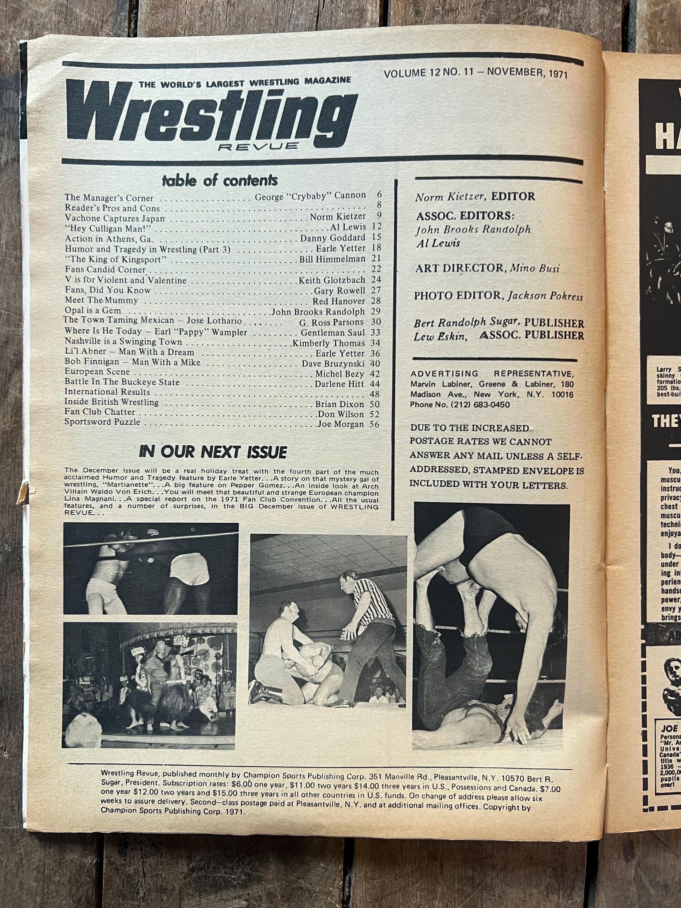 Wrestling Revue Magazine - November 1971 Issue - WWF / WWE