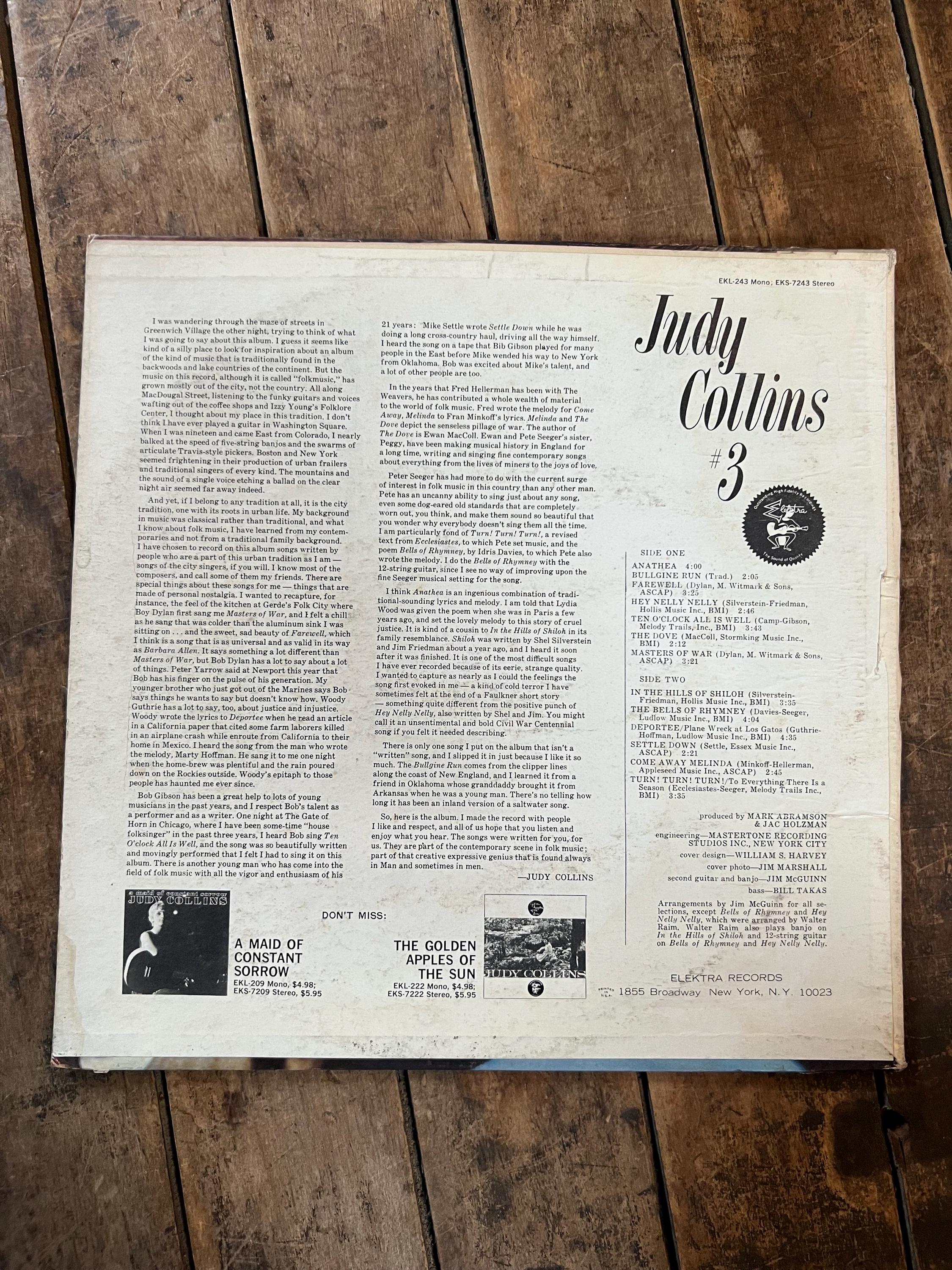 Judy Collins #3 LP - 1963 Elektra Retro Vinyl Record
