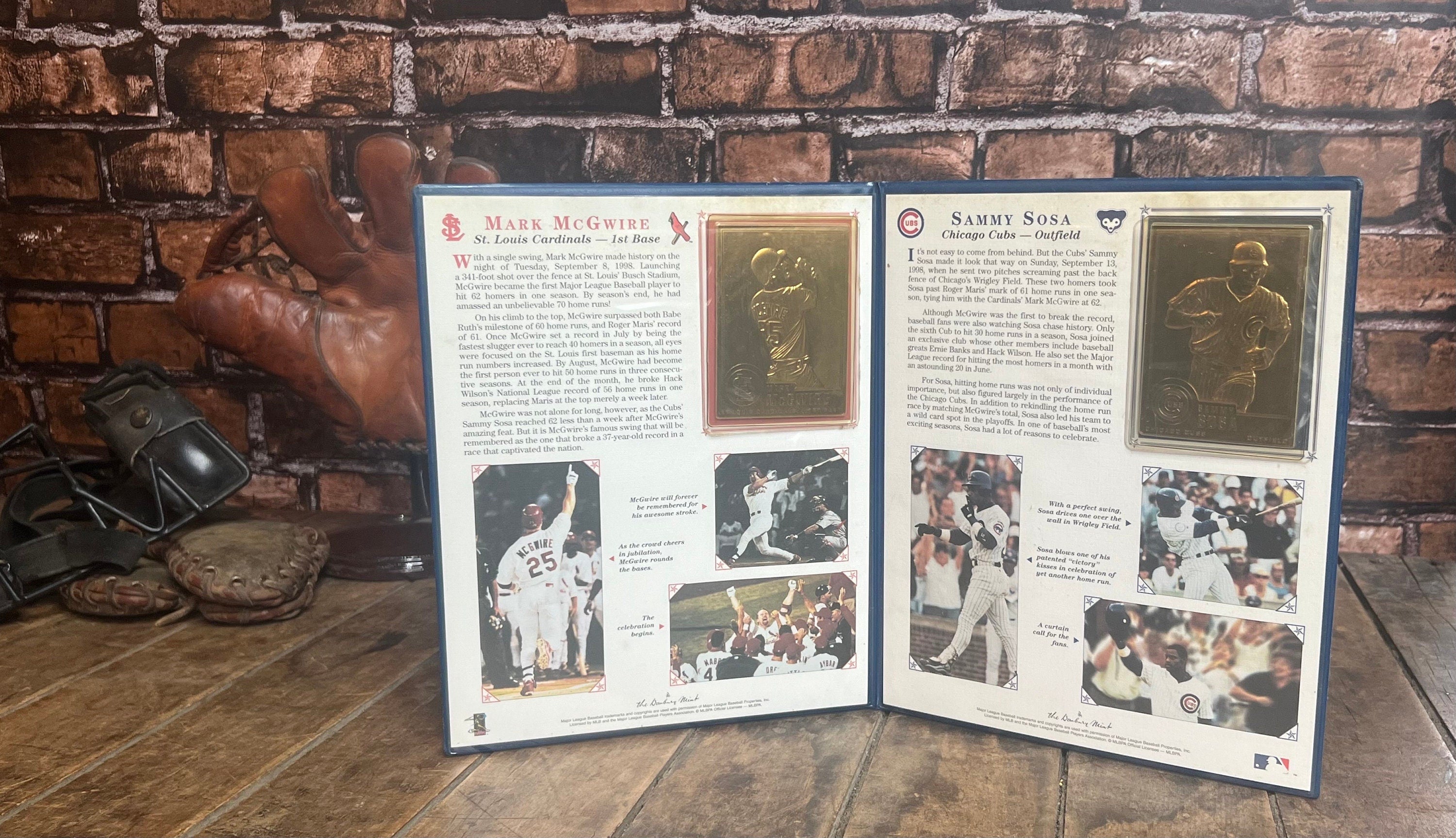 Vintage 1998 MLB McGwire & Sosa 22kt Gold Card: Home Run Record