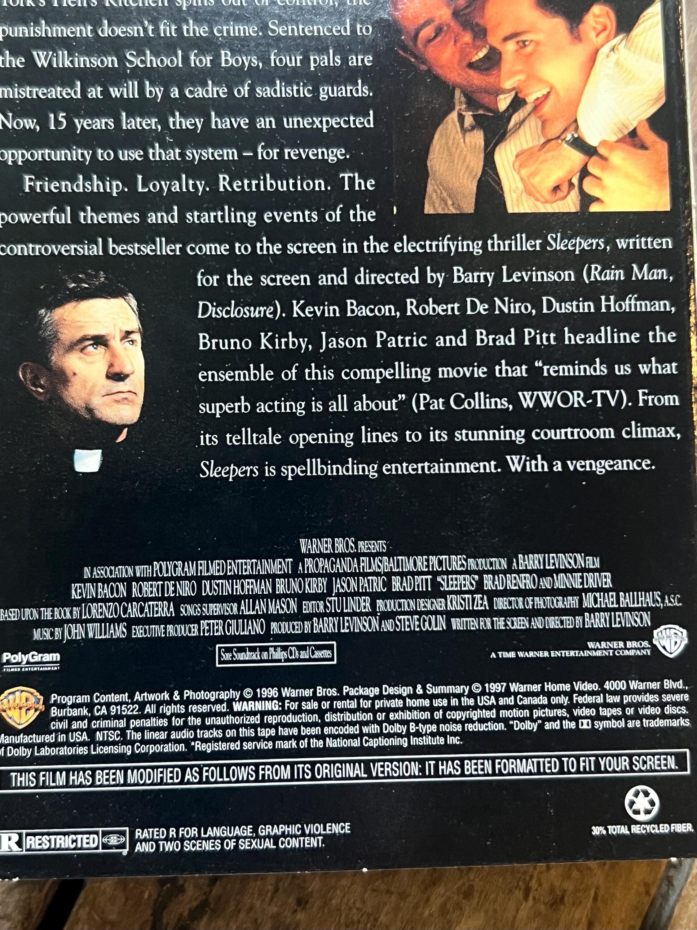 SLEEPERS - VHS Movie ( 1996 ) - Starring Robert DeNiro, Brad Pitt & Kevin Bacon