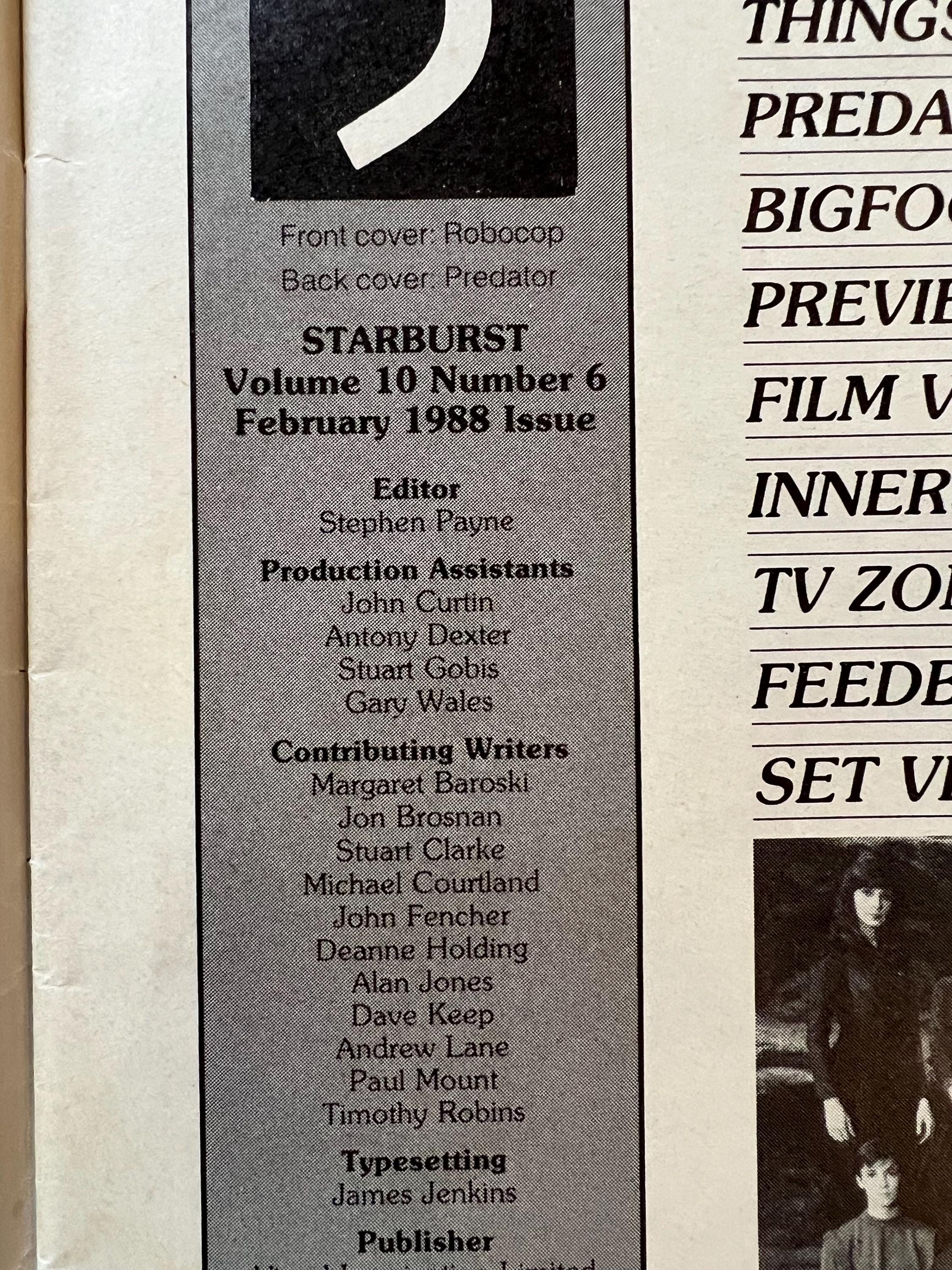 Starburst Magazine - February 1988 Issue - ROBOCOP Cover & Feature
