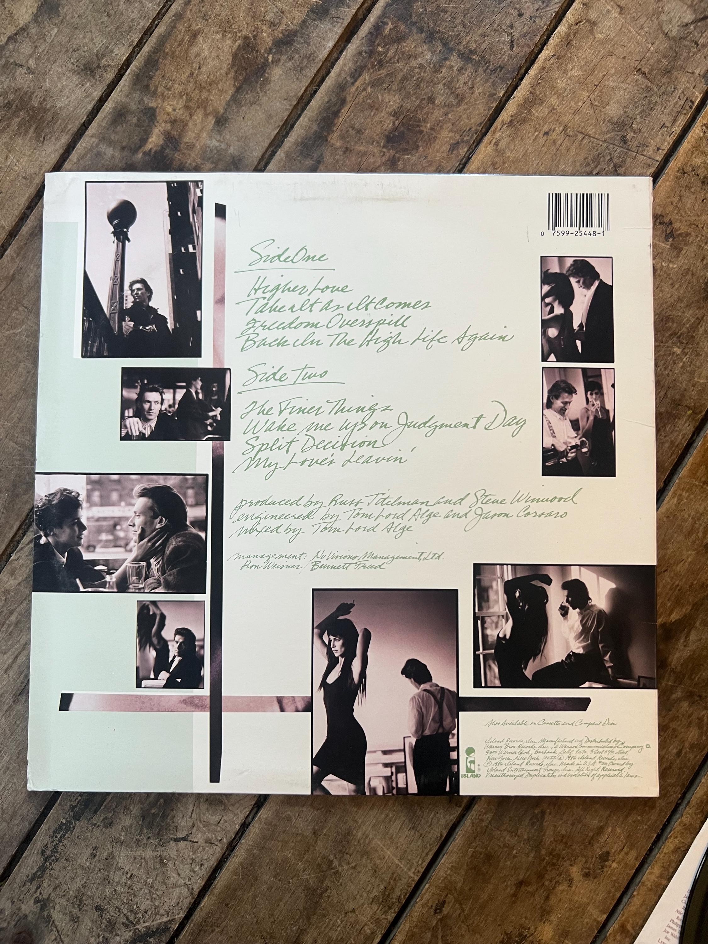 Vintage 1986 Steve Winwood "Back in the High Life" LP - Island Records