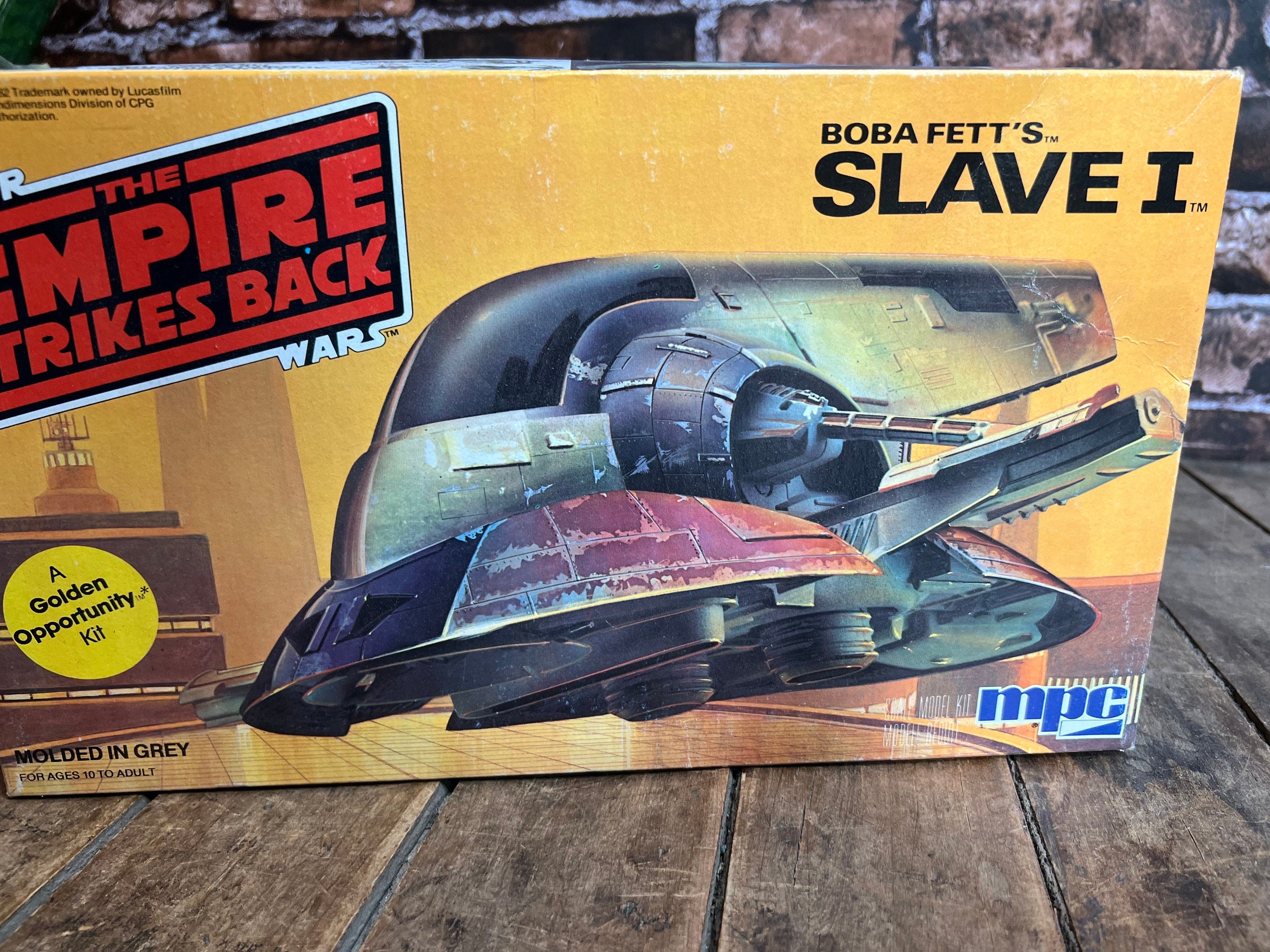 Vintage 1982  Star Wars The Empire Strikes Back - Boba Fett’s Slave 1  - MPC Model Kit   Empty Box - Star Wars Cover Art - Mandalorian