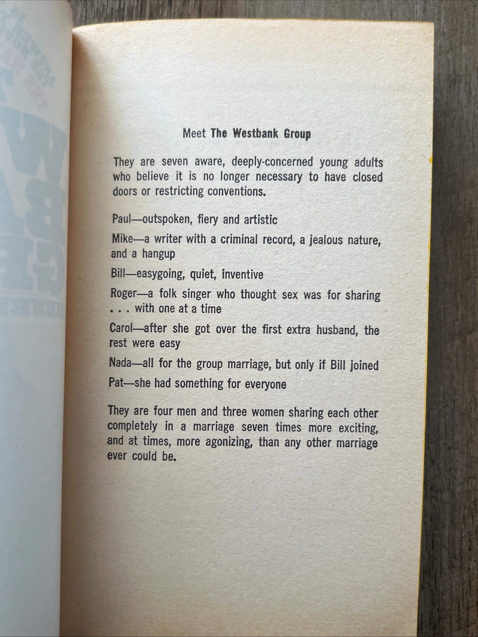 The West Bank Group by Henry Sackerman ( 1971 Bantam Books Paperback) Romance Novel