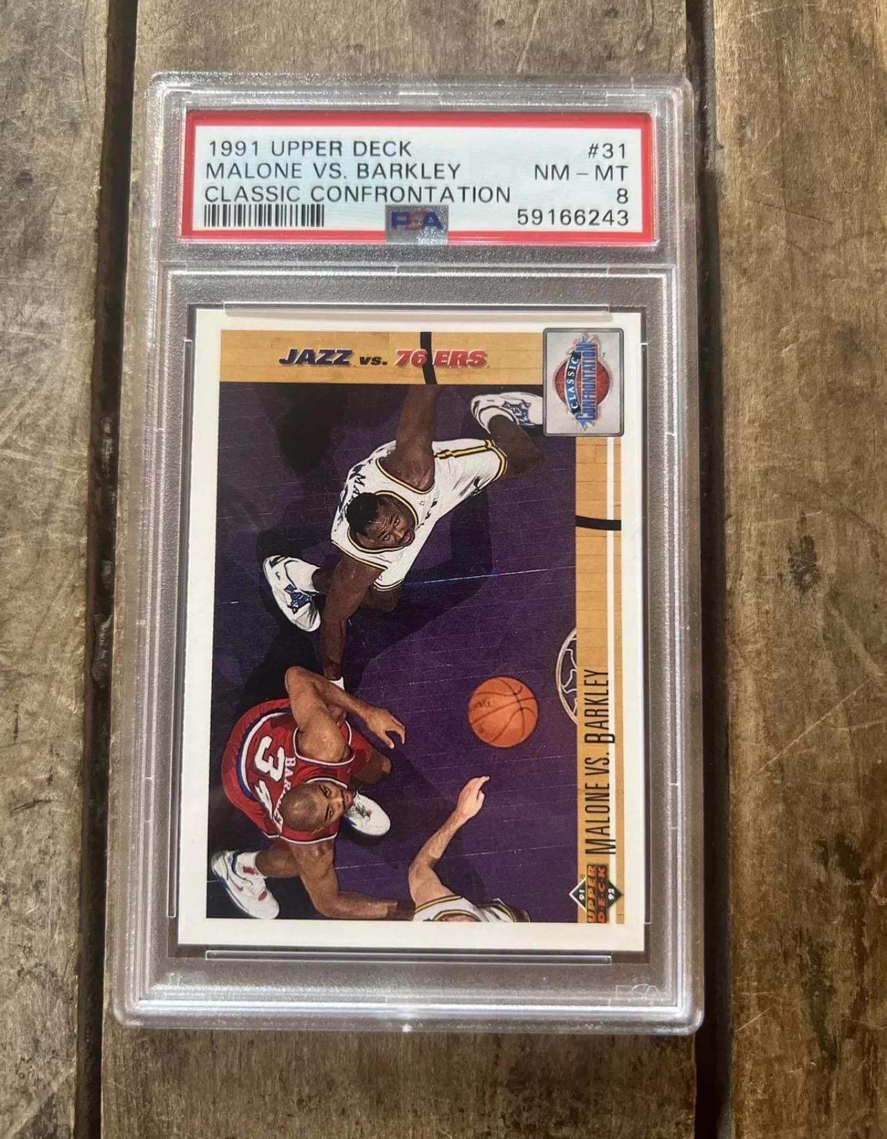 1991 Upper Deck Karl Malone vs Charles Barkley Basketball Card - PSA 8
