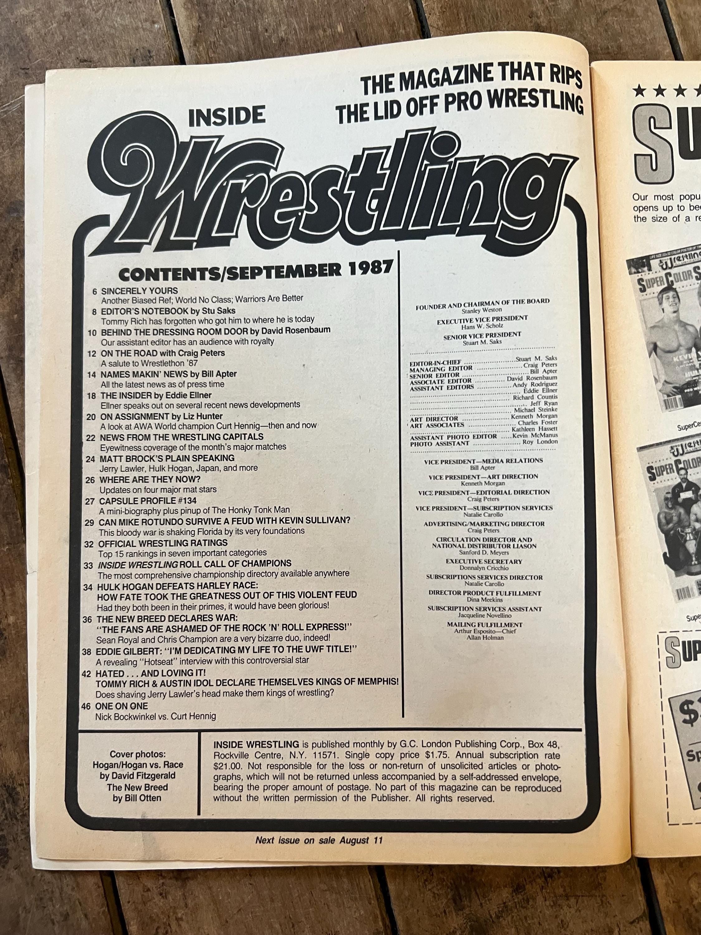 Victory Sports Wrestling Magazine - Sept. 1987 Issue - WWF / WWE - Hulk Hogan