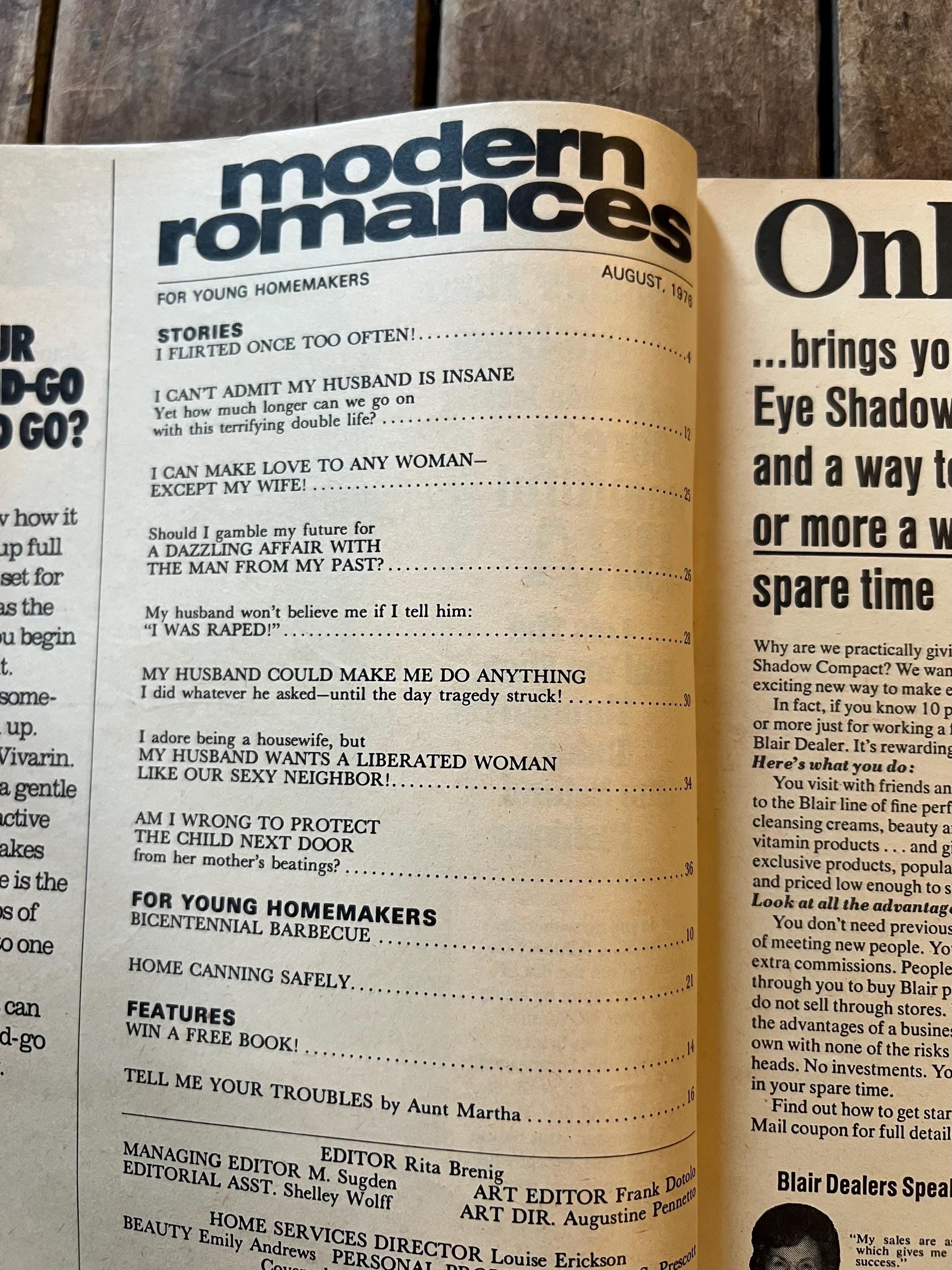 Dell Modern Romances Magazine (August 1976)  Magazine For The Young Homemaker