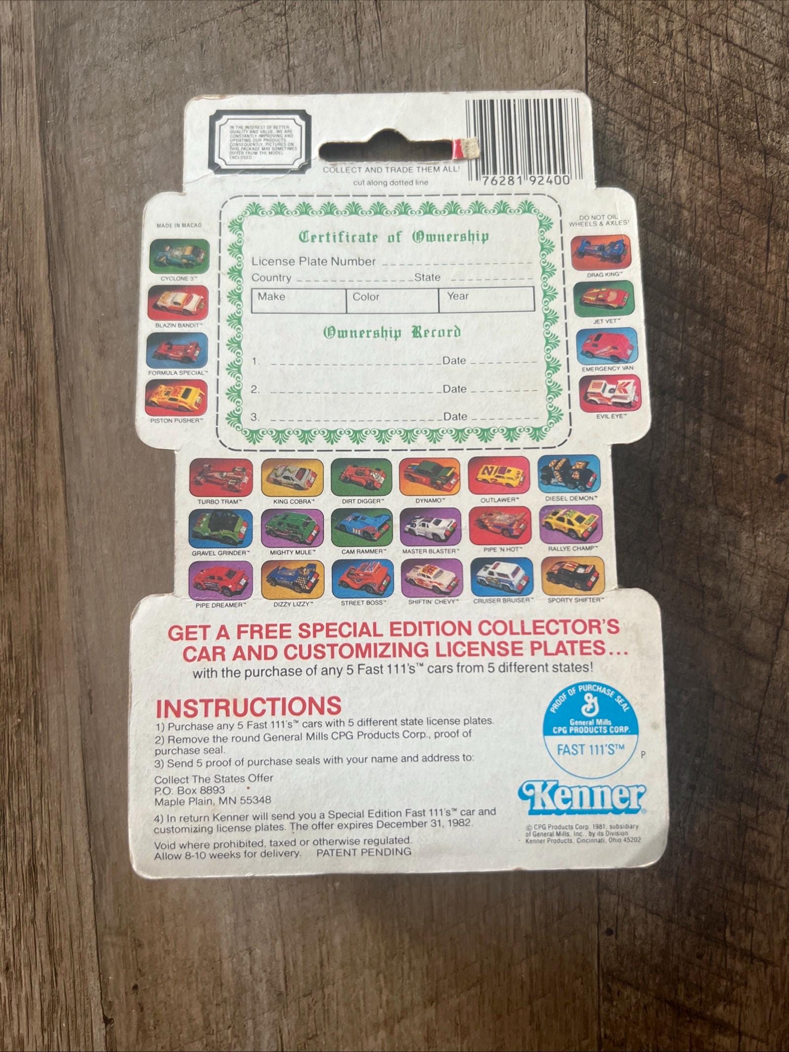 1981 Kenner FAST 111's OUTLAWER Die Cast Car - Sealed on Card