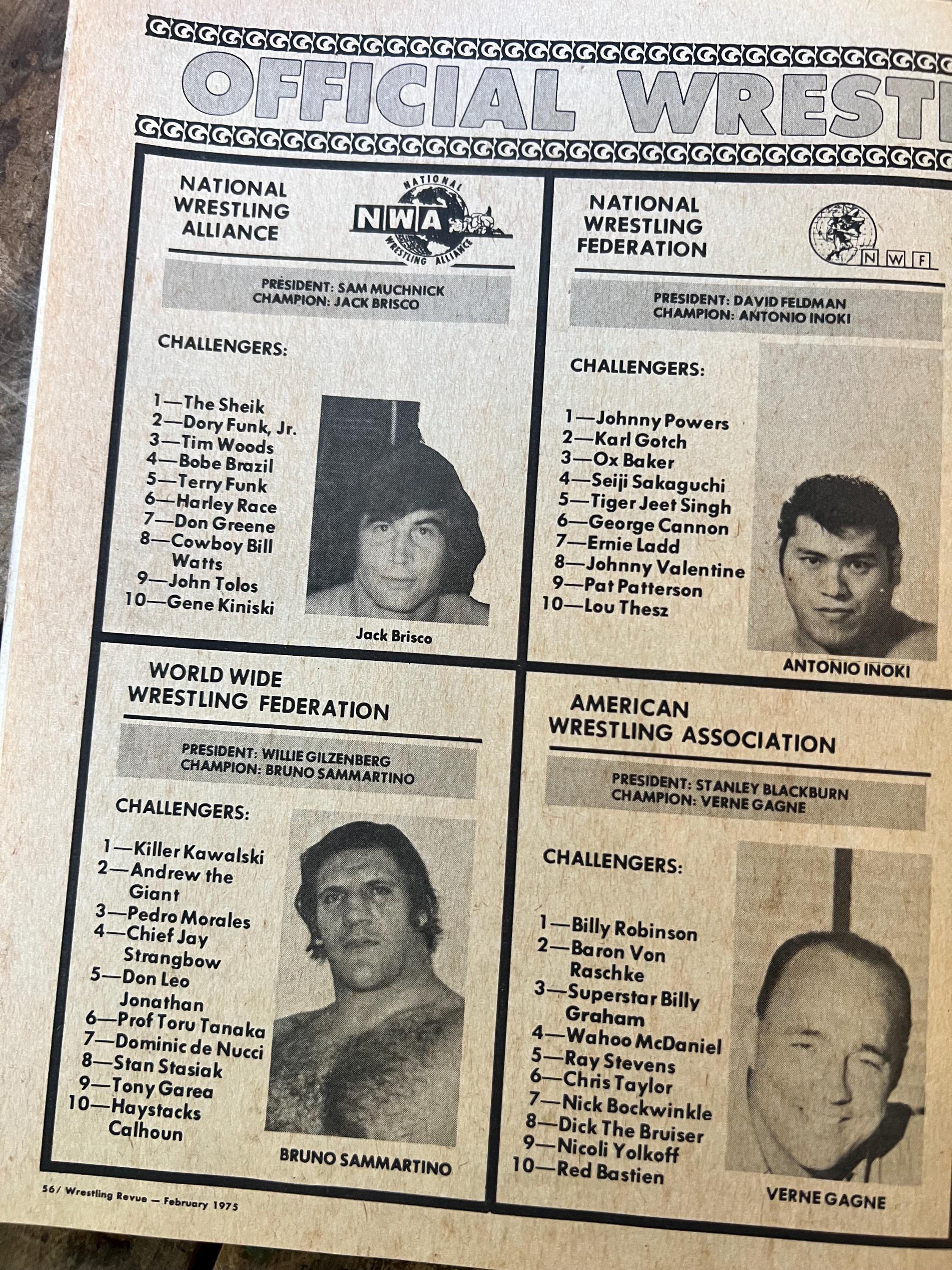 Vintage Wrestling Revue Magazine - February 1975 Issue - Pre WWF/WWE