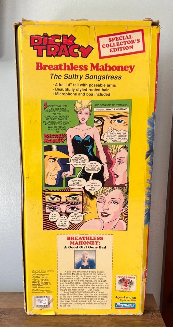 1990 Playmates Dick Tracy Movie - BREATHLESS MAHONEY Action Figure complete in Original Box