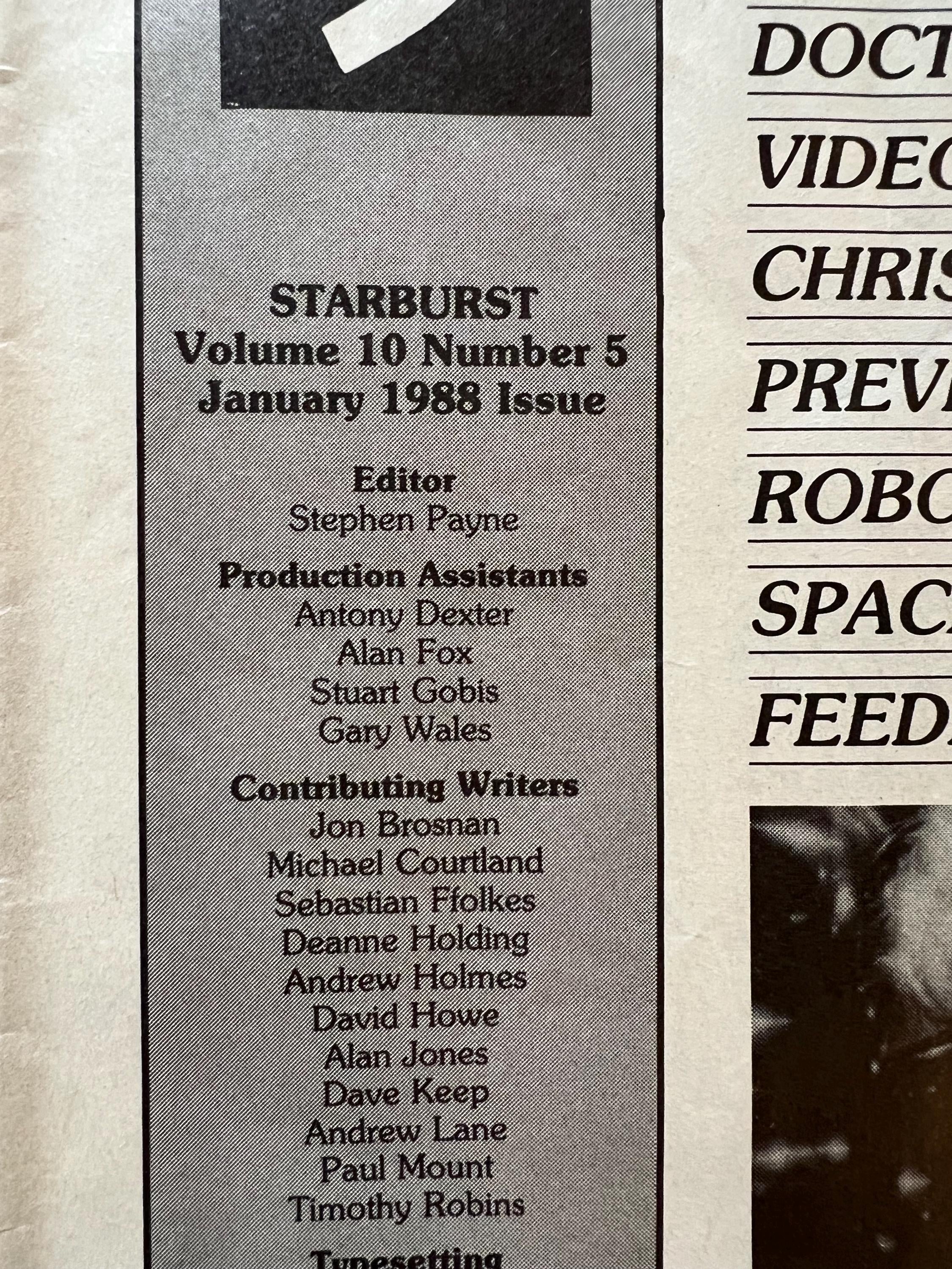 Starburst Magazine - January 1988 Issue - Arnold Schwarzenegger PREDATOR preview Collectible Magazine