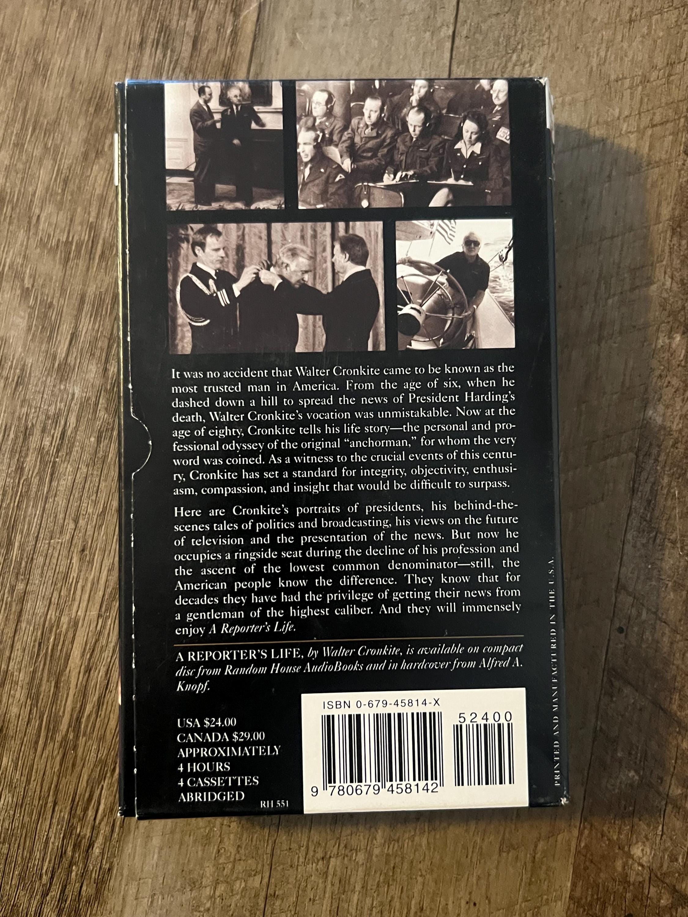 Walter Cronkite “ A Reporters Life “ ( Cassette Tape 1996 ) Random House Audiobooks