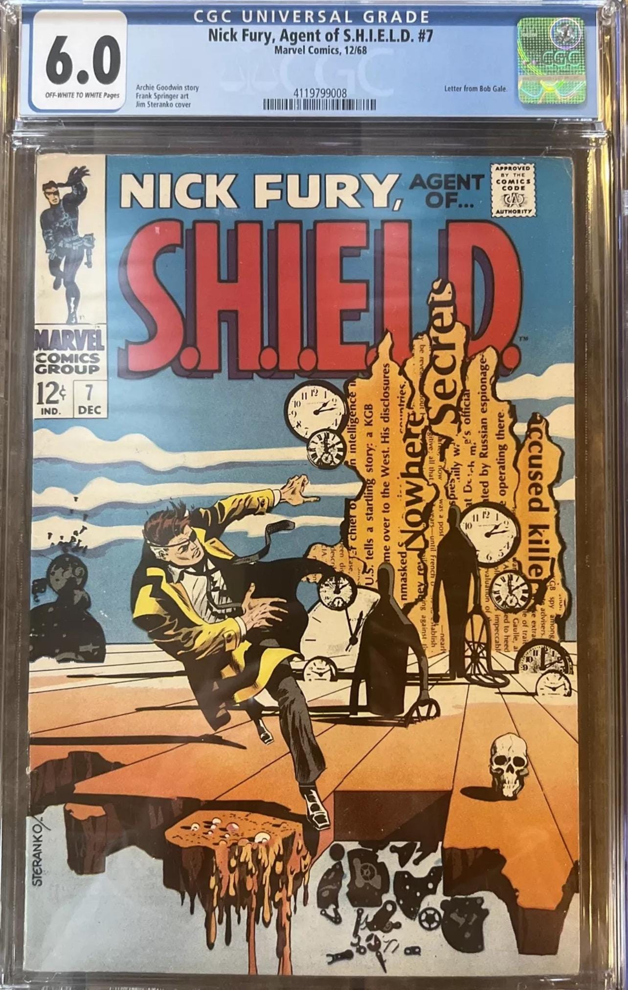 1968 Nick Fury Agent of Shield #7 - Letter from Bob Gale - Marvel Comics - CGC Graded 6.0