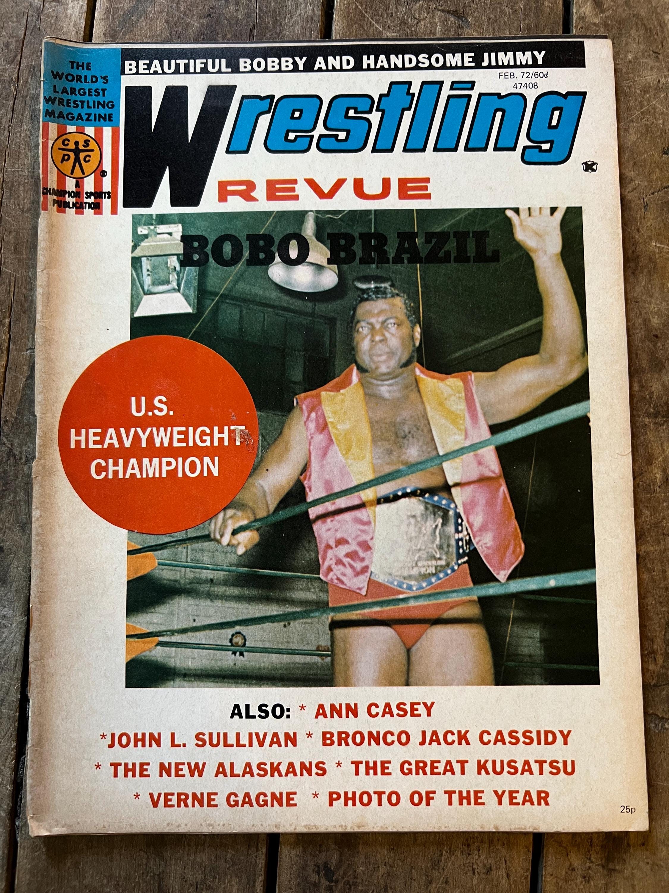 Wrestling Revue Magazine - February 1972 Issue - WWF / WWE - Bobo Brazil Cover