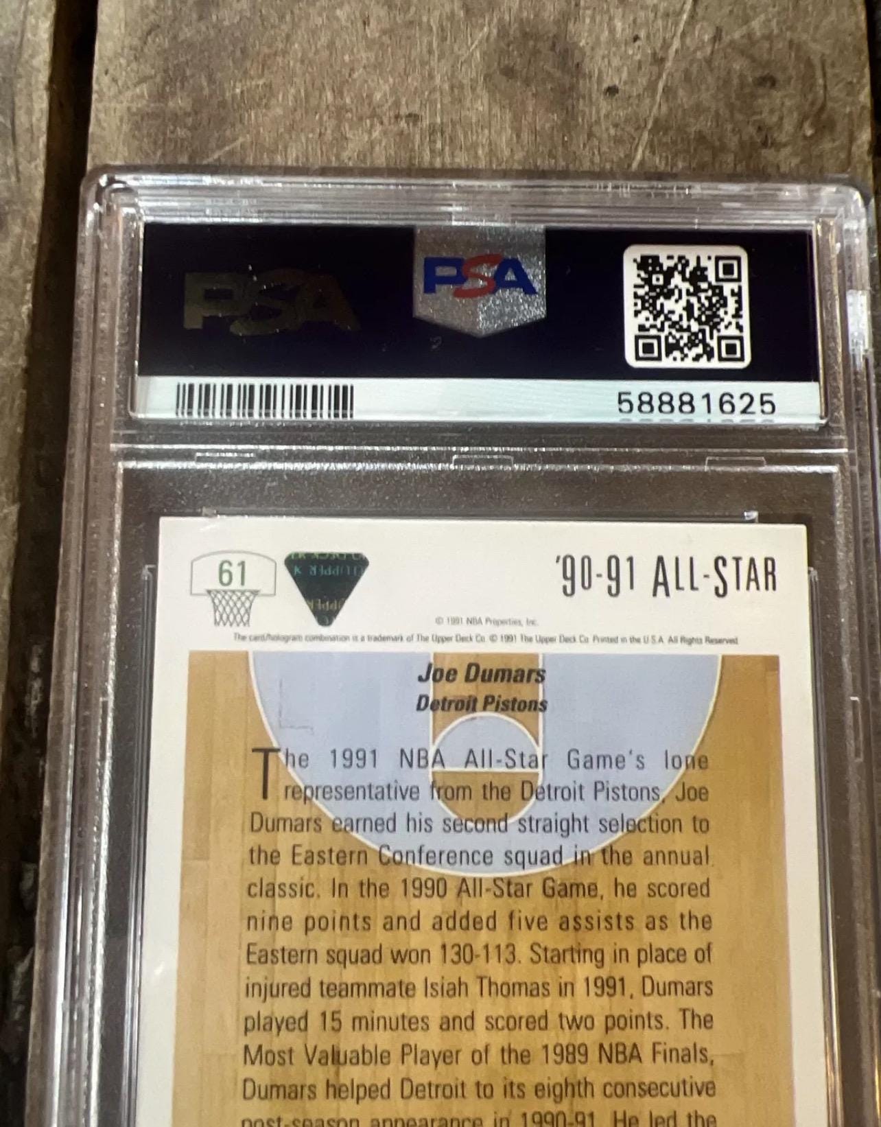 1991 Joe Dumars Upper Deck All-Star Card - PSA 8