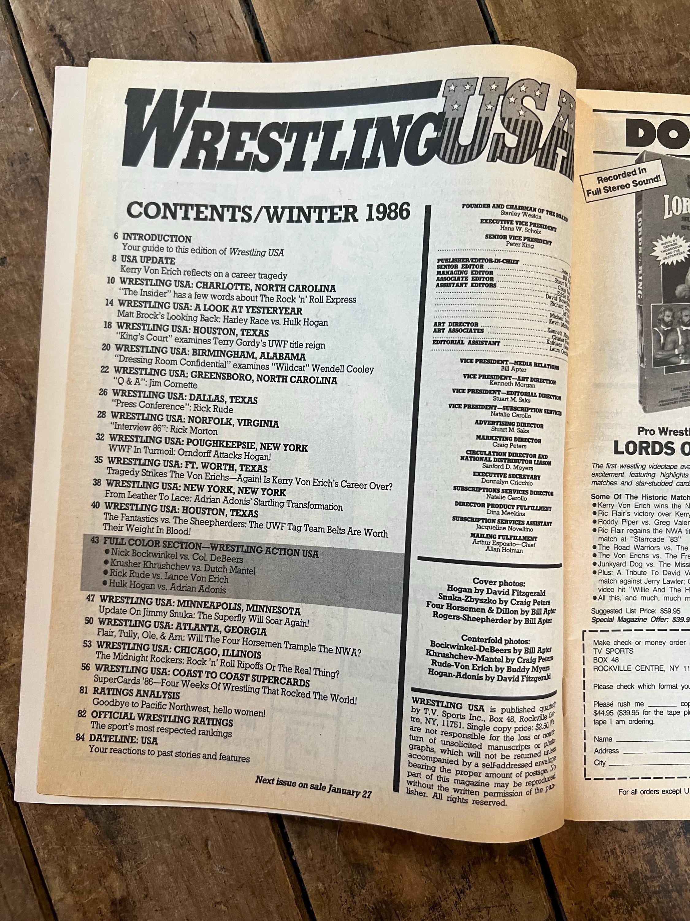 Wrestling USA Magazine - 1986 Winter Issue - Hulk Hogan & Jimmy Superfly Snuka Cover