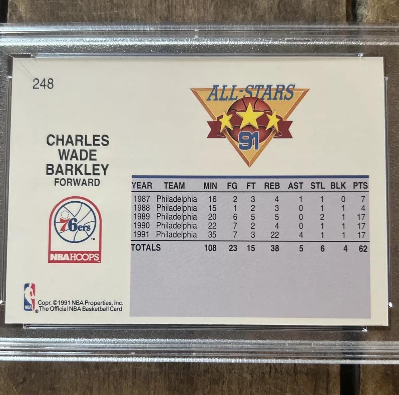 Vintage 1991 NBA Hoops Charles Barkley All-Star Card - PSA 8
