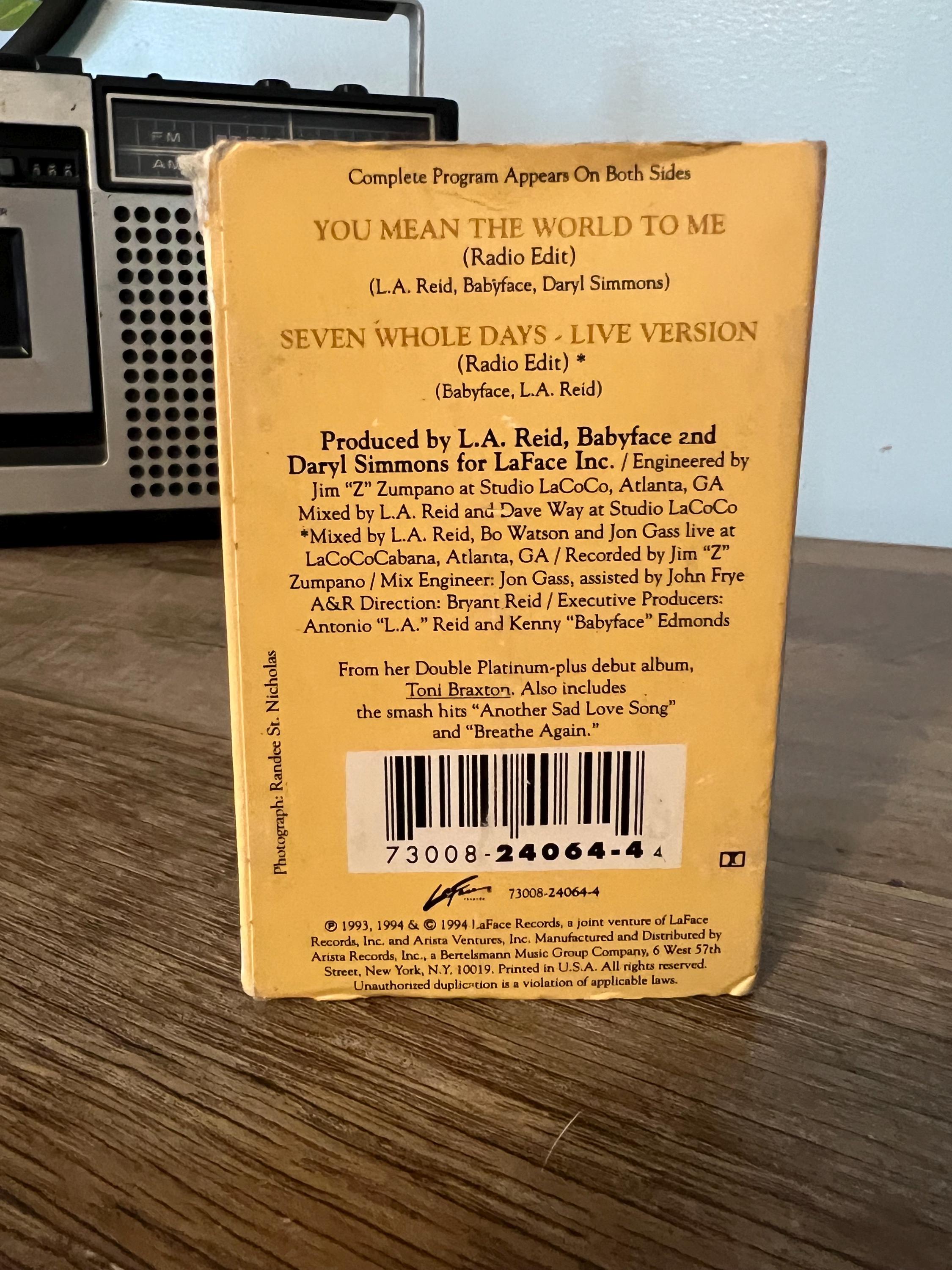 Vintage Toni Braxton Cassette Tape: "You Mean The World To Me"