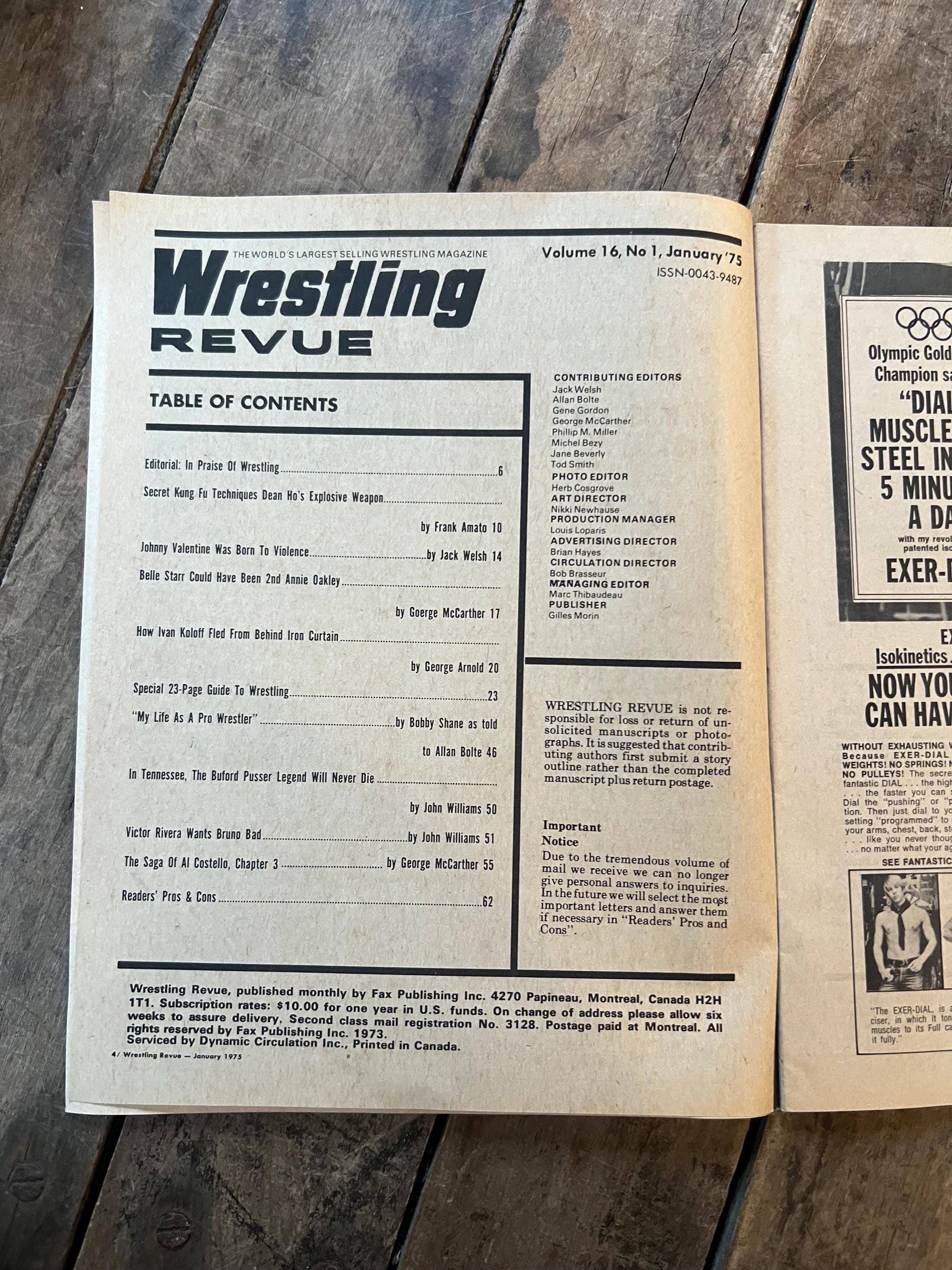Wrestling Revue Magazine - January 1975 Issue - WWF / WWE / WWWF Star Dean Ho