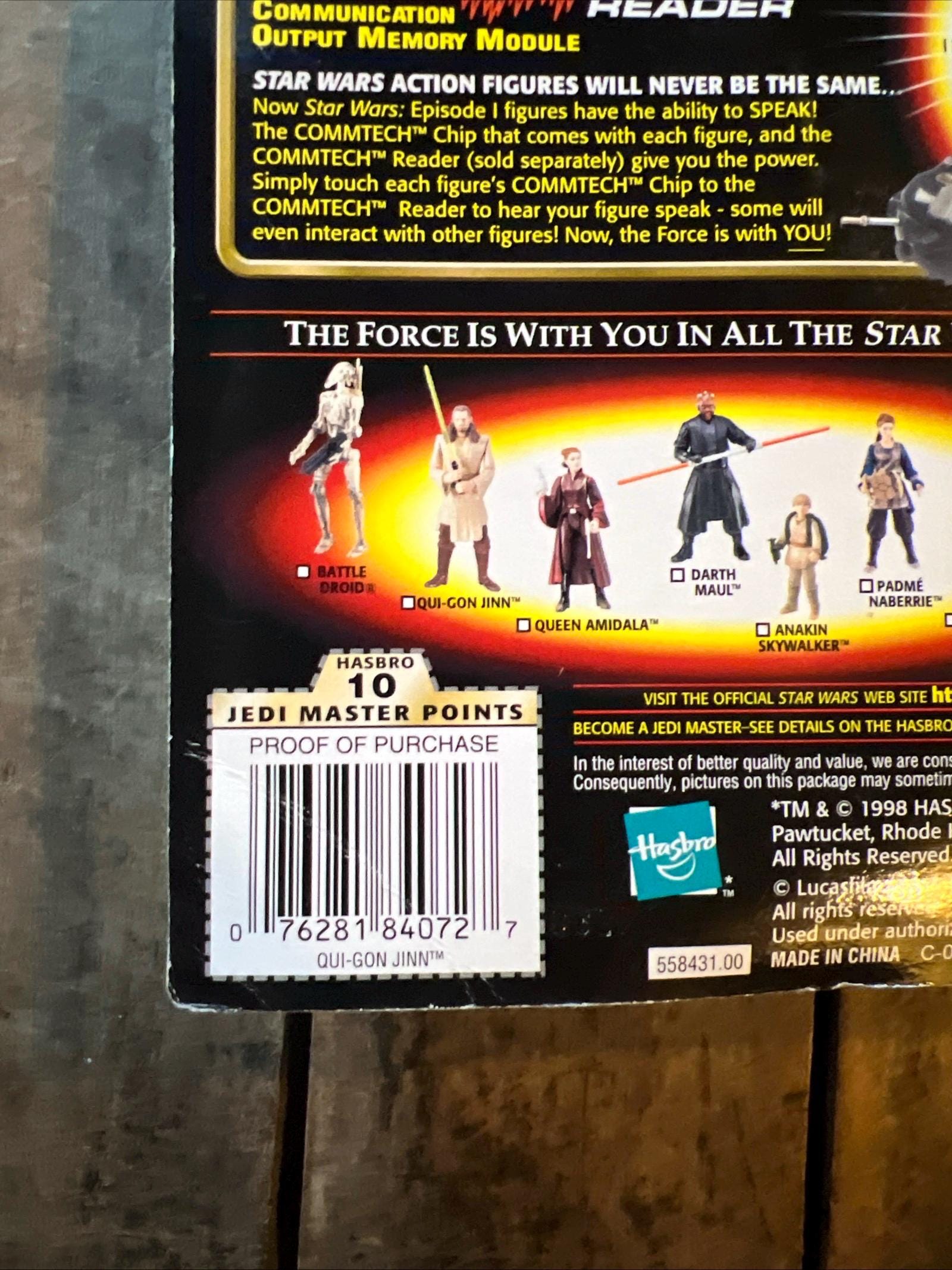 1998 Star Wars Episode 1 Qui-Gon Jinn Action Figure - Commtech Chip - MOC