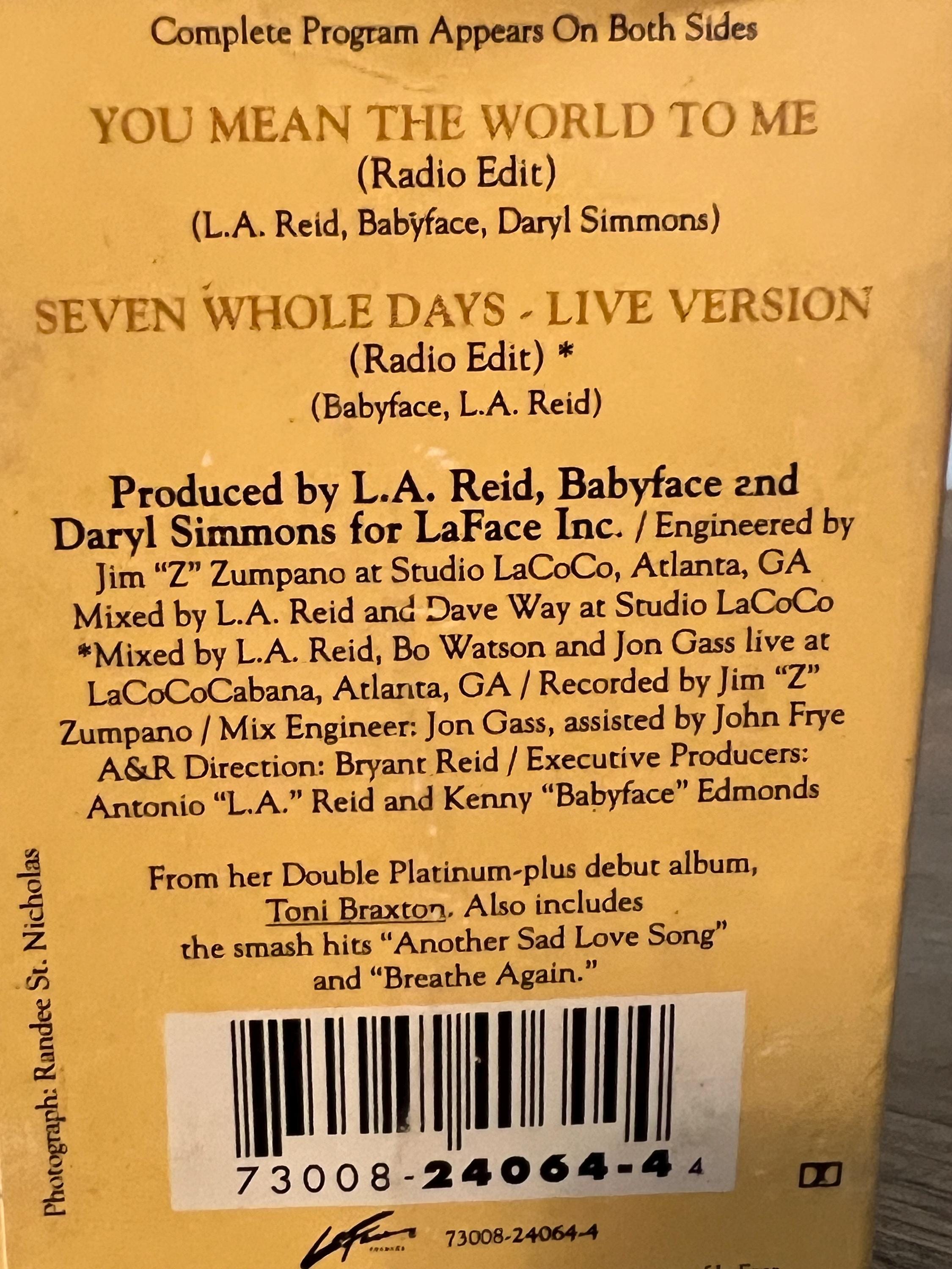 Vintage Toni Braxton Cassette Tape: "You Mean The World To Me"