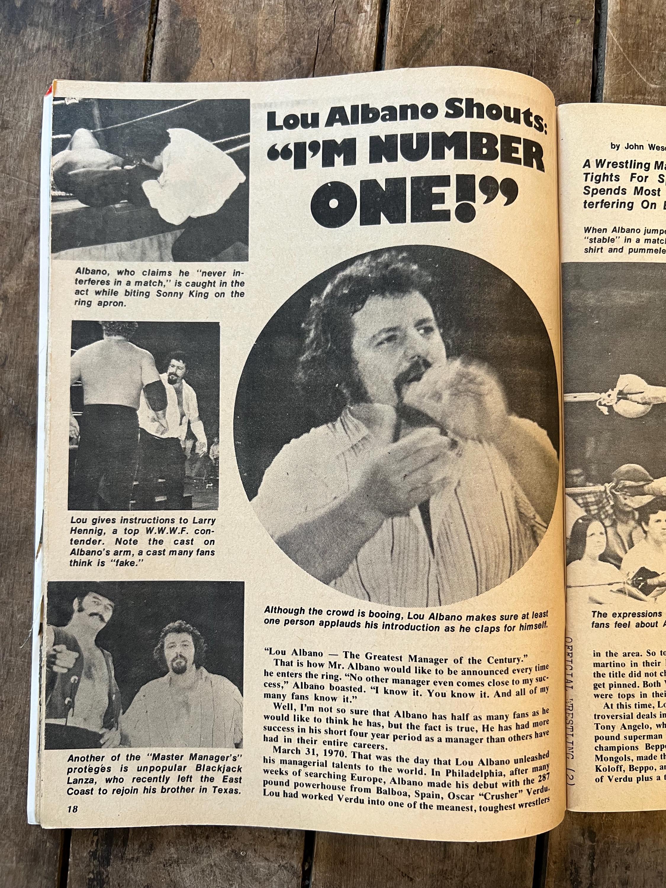 Official Wrestling Magazine - September 1974 Issue - WWF / WWE - Capt Lou Albano
