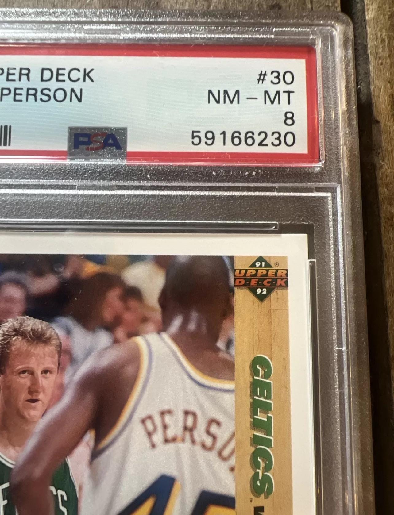 1991 Upper Deck Larry Bird vs Chuck Person Basketball Card - PSA 8