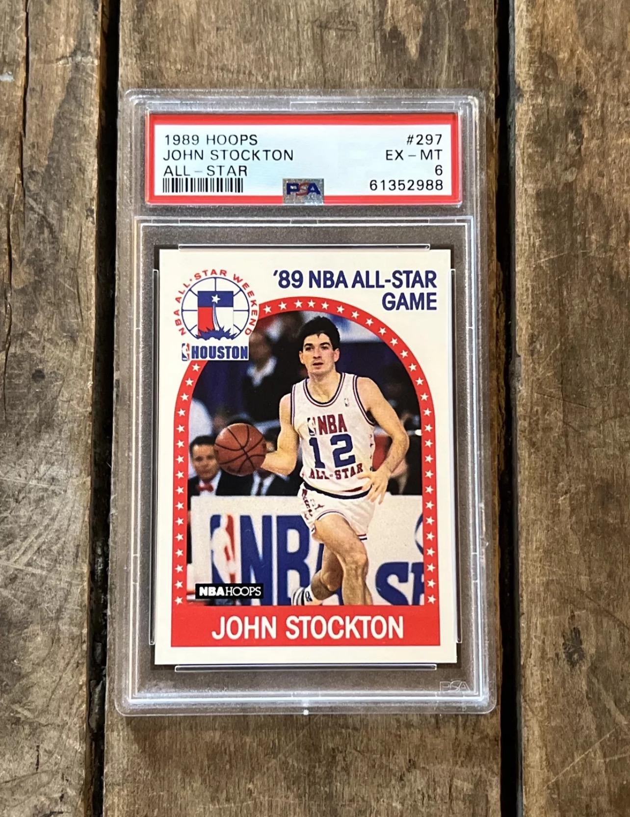 1989 NBA Hoops John Stockton All-Star Card - PSA 6 Graded