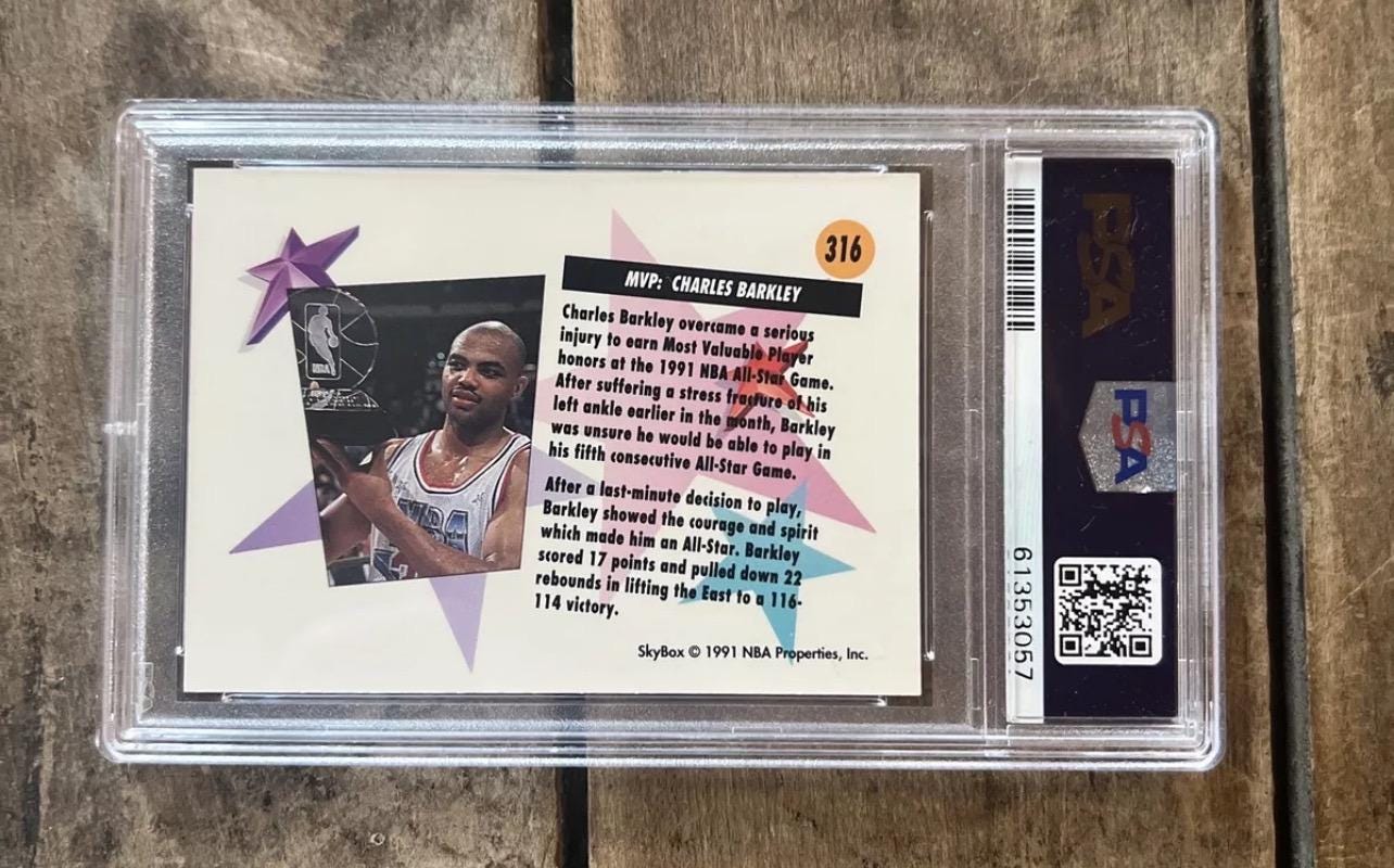 Vintage 1991 Skybox Charles Barkley All-Star Game Card - PSA 8