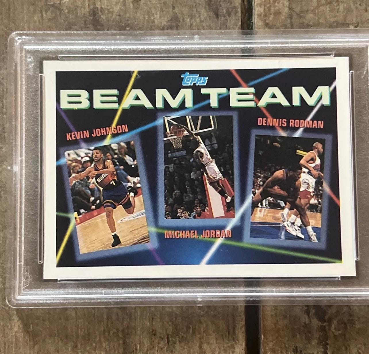 1992 Topps Beam Team Basketball Card: Jordan, Rodman, Johnson - PSA 7