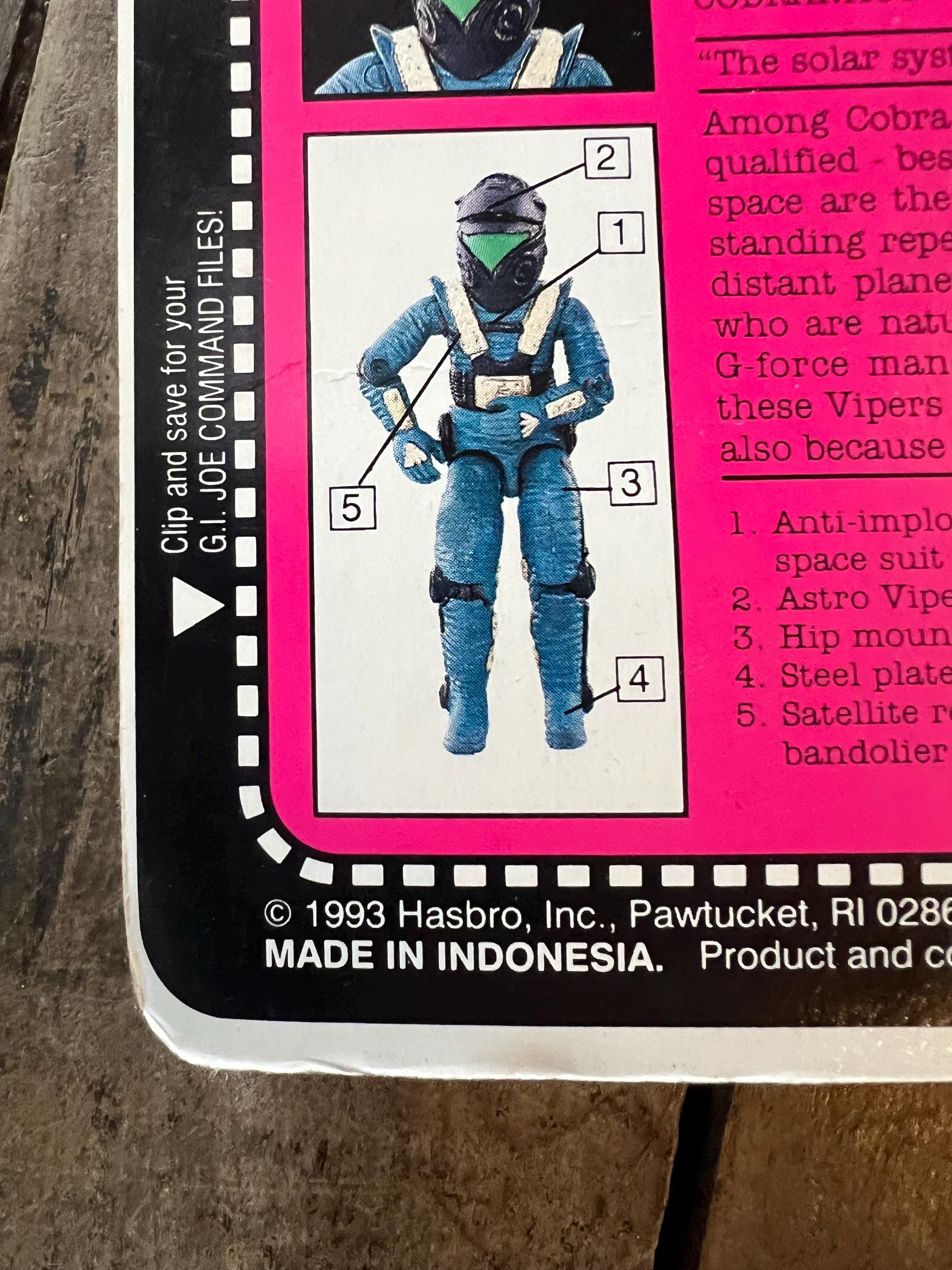 1993 Hasbro GI JOE - Astro Viper Cobranaut V2 - Star Brigade Action Figure Complete On Original Card MOC